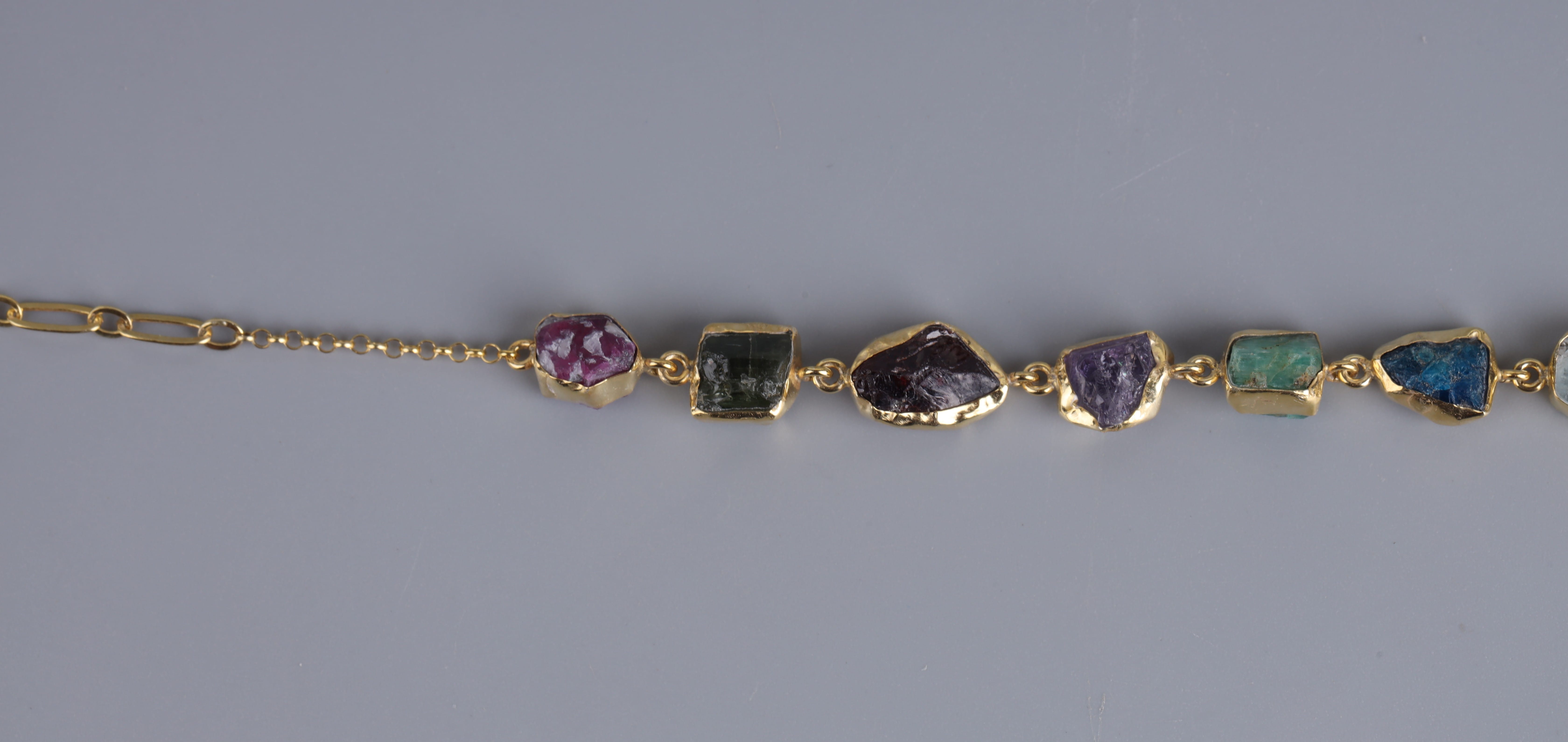 Natural Afghan Gemstone Silver Bracelet
