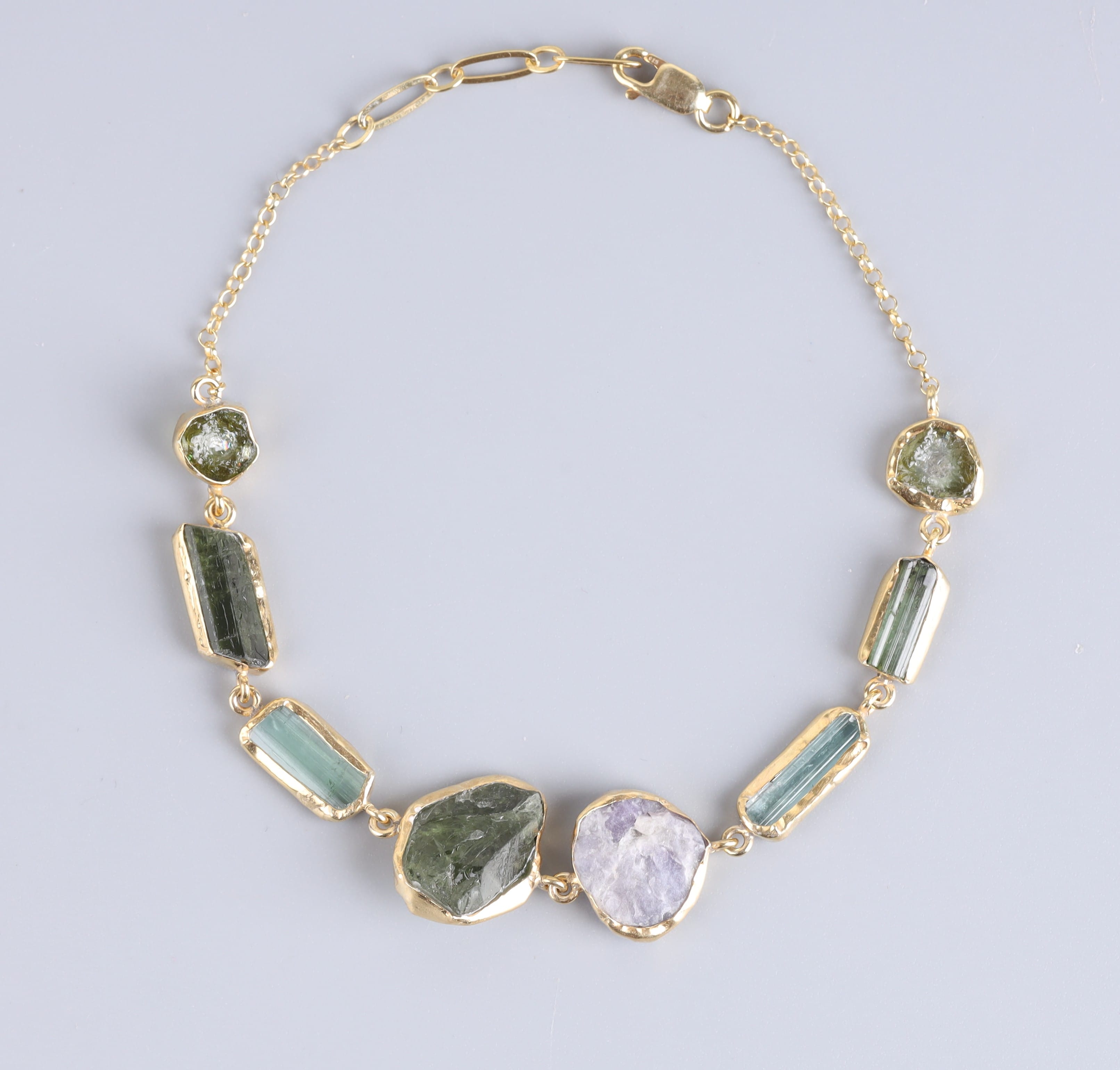 Handmade Afghan Peridot, Beryl & Acmanite Bracelet