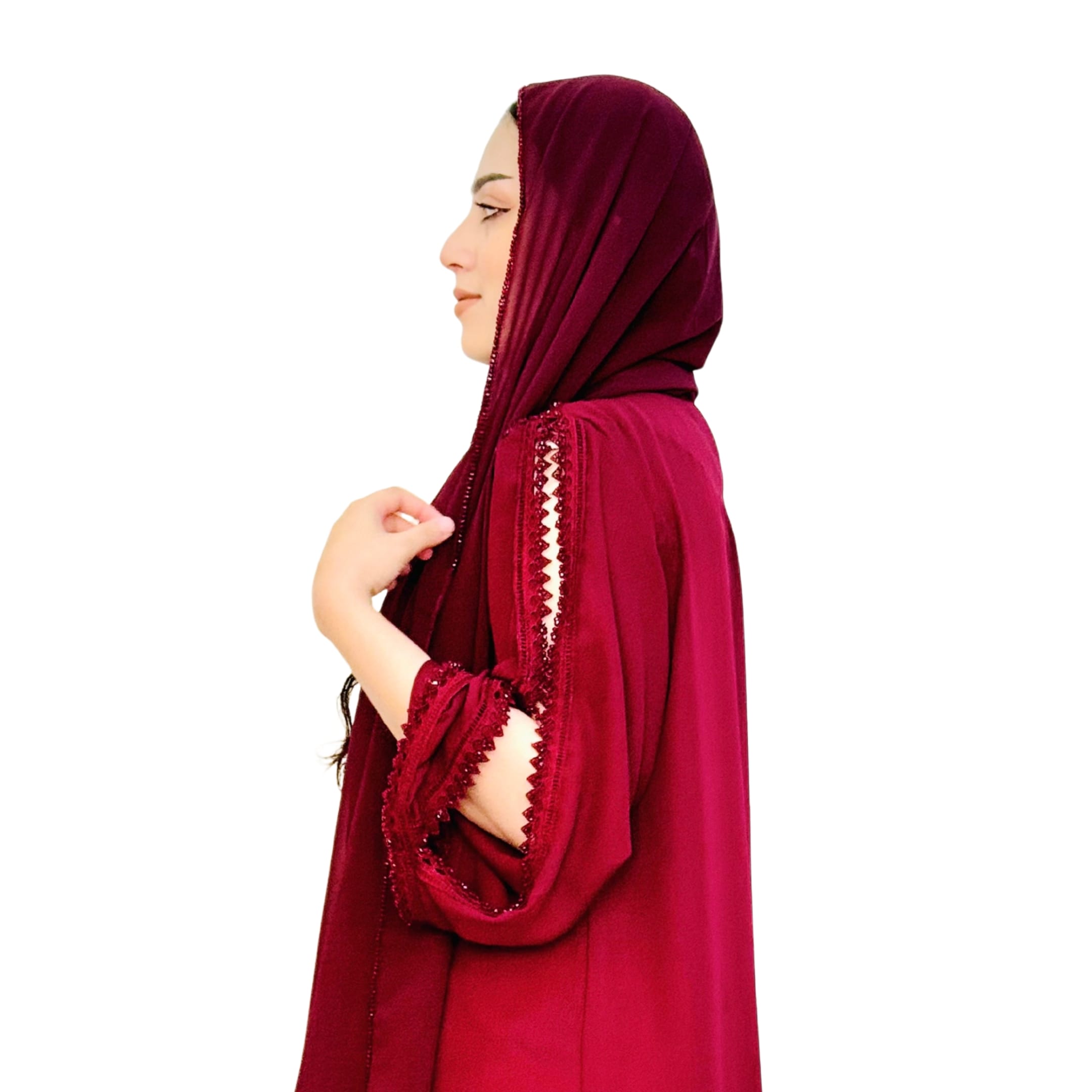 Handcrafted Arabic Gaj Fabric Dress with Ketor Embroidery & Beadwork