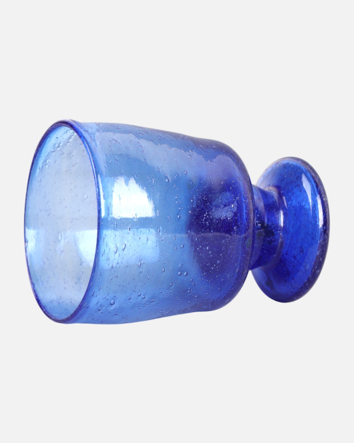 Lajward Blue Glass Set of 4 – Small Pedestal Glasses for Cocktails, Juice, Water