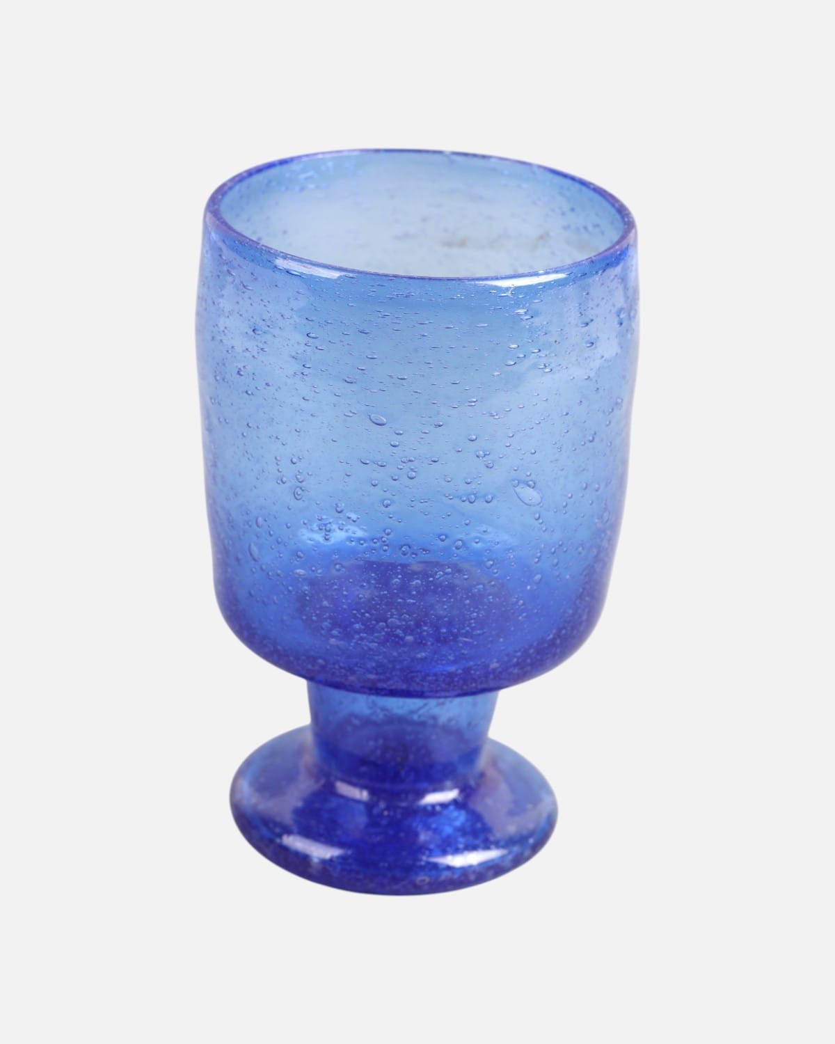 Lajward Blue Glass Set of 4 – Small Pedestal Glasses for Cocktails, Juice, Water