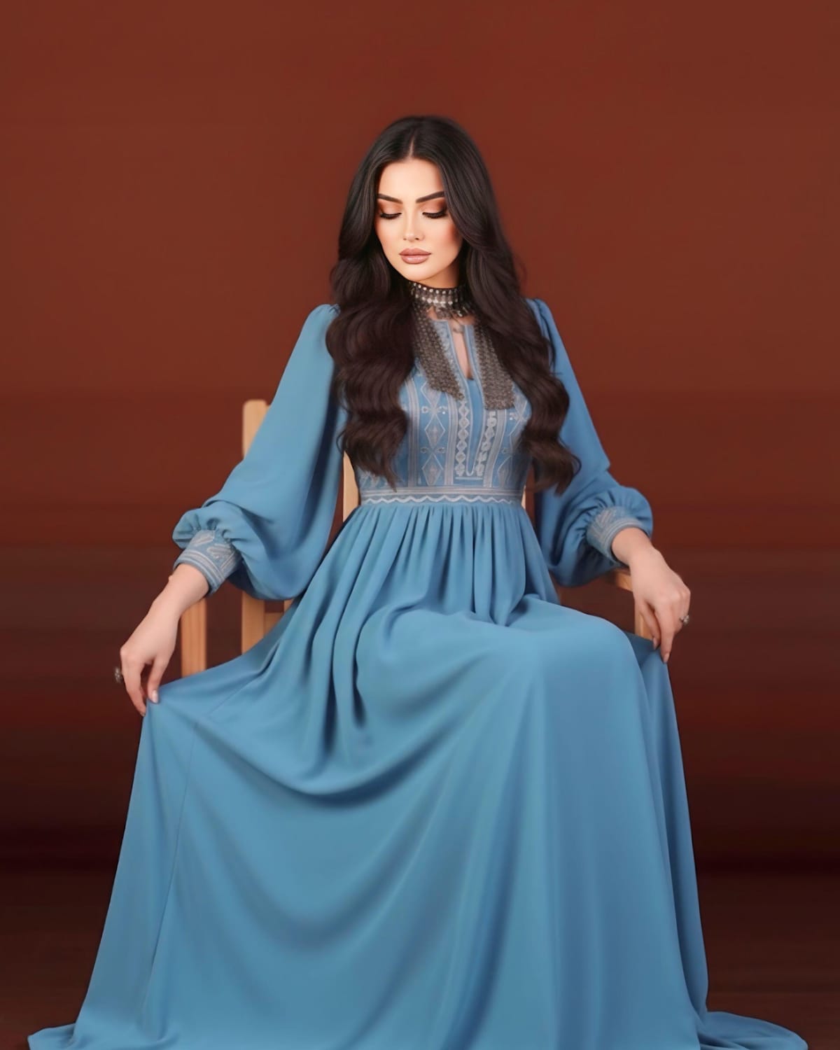 Afghan Artisan Embroidered Blue Dress