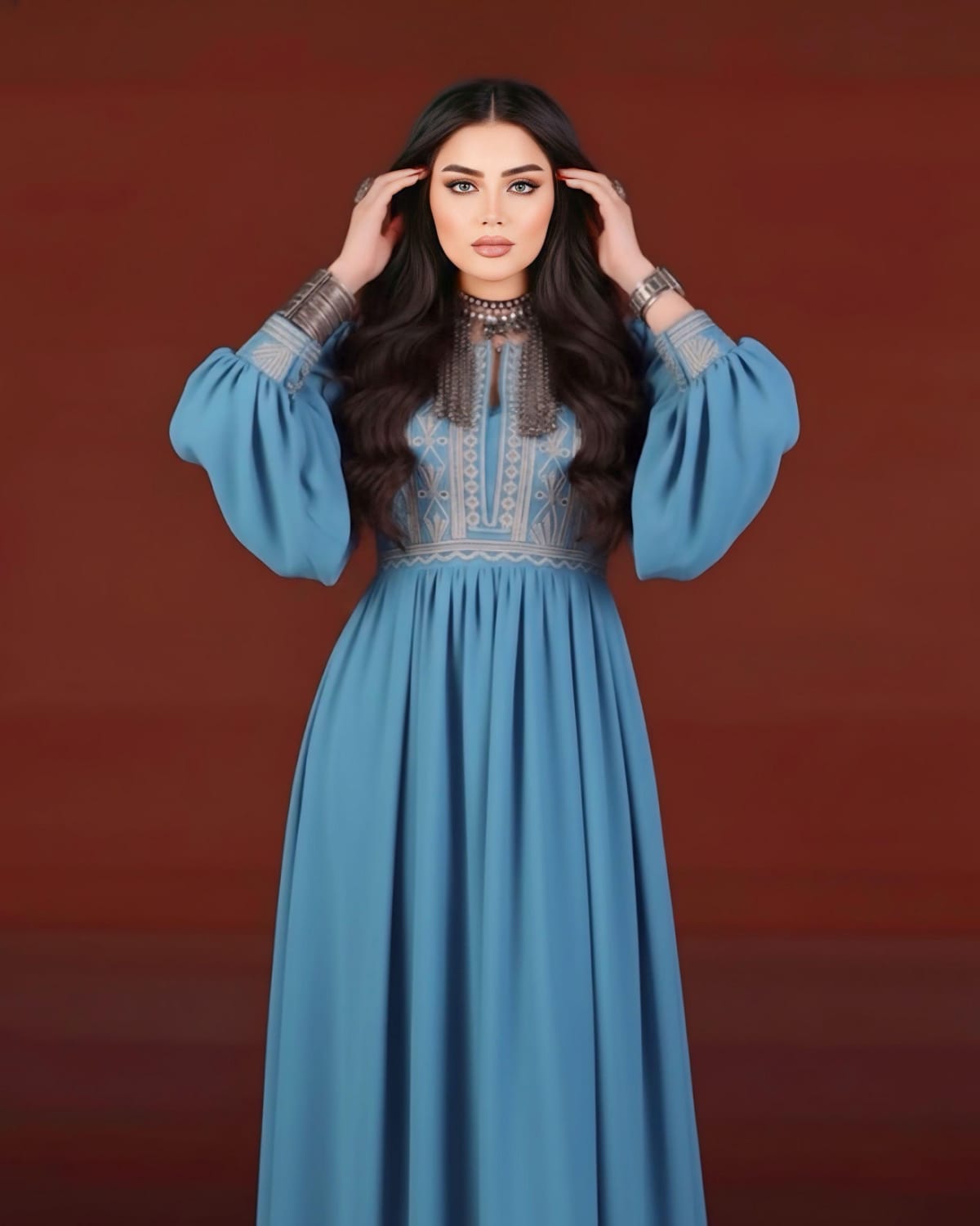 Afghan Artisan Embroidered Blue Dress