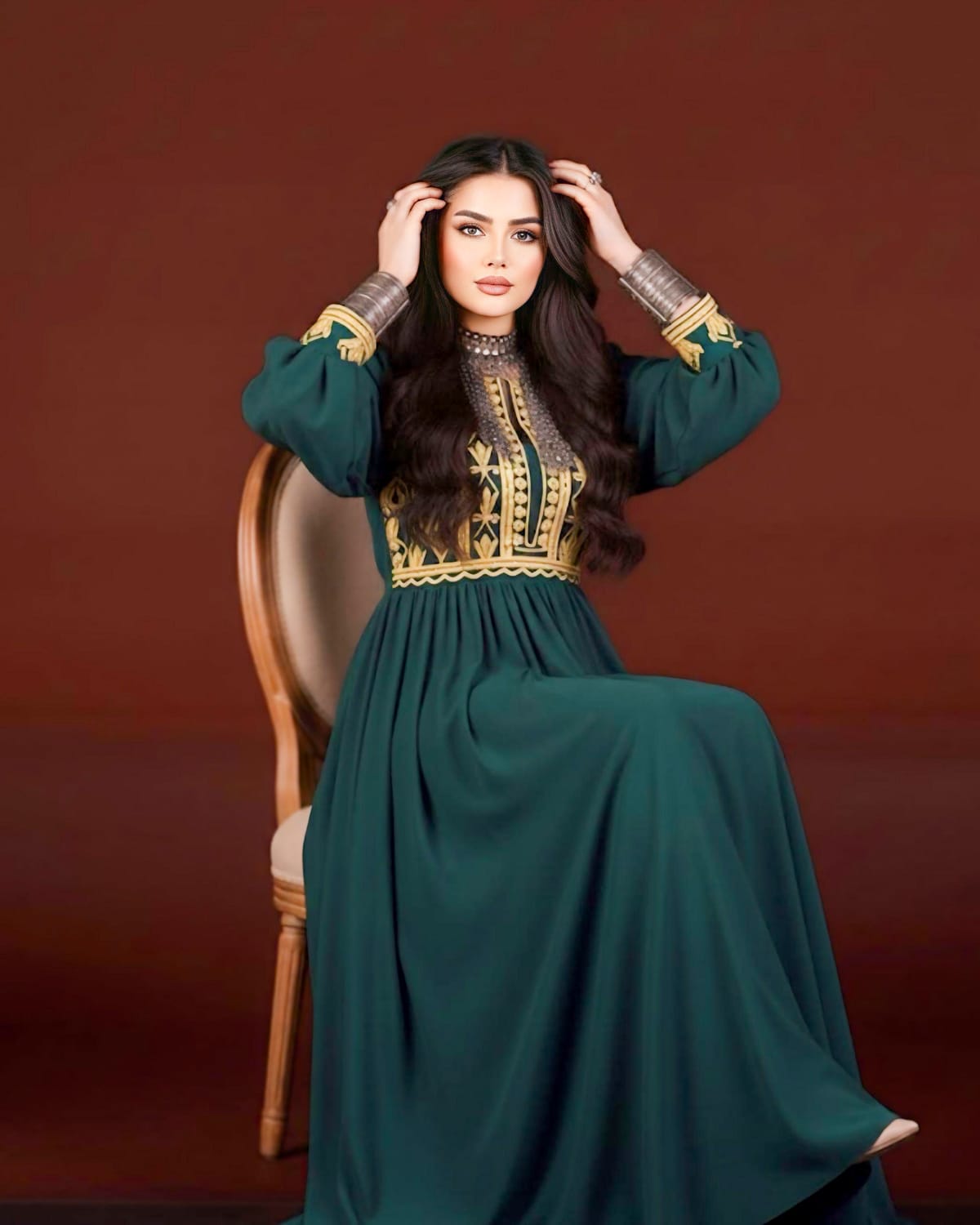 Charmad Embroidery Afghan Maxi Dress