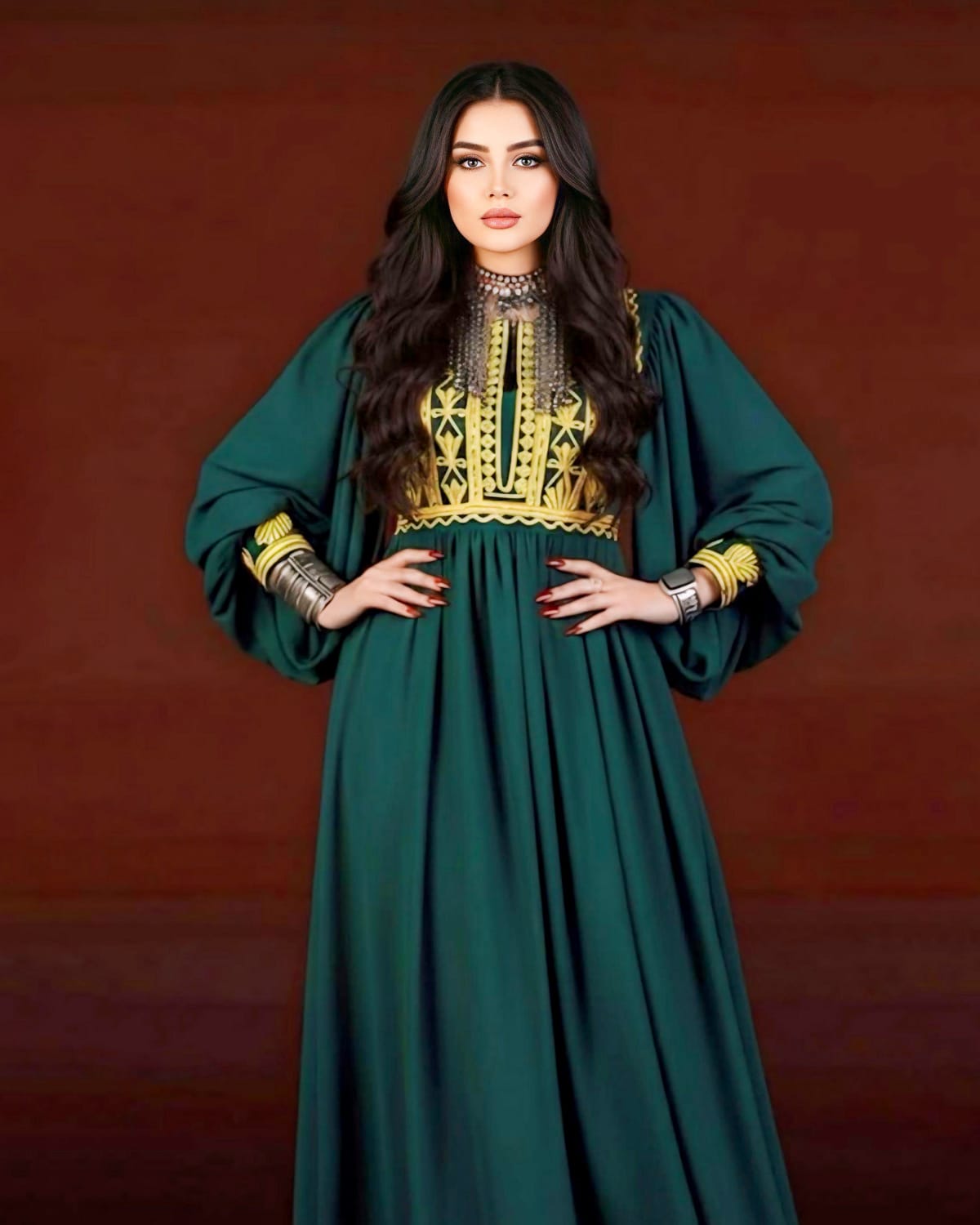 Charmad Embroidery Afghan Maxi Dress
