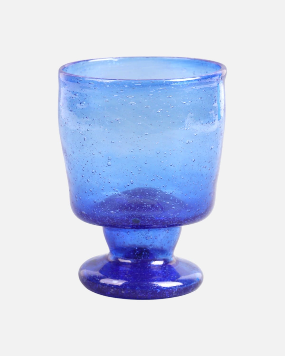 Lajward Blue Glass Set of 4 – Small Pedestal Glasses for Cocktails, Juice, Water