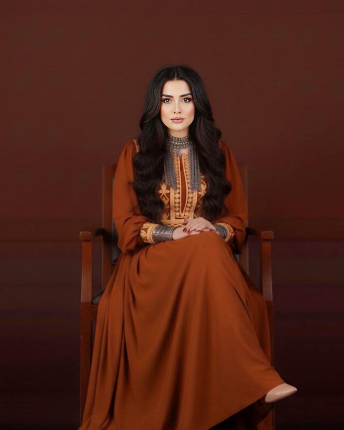 Rust Charmad Afghan Traditional Dress