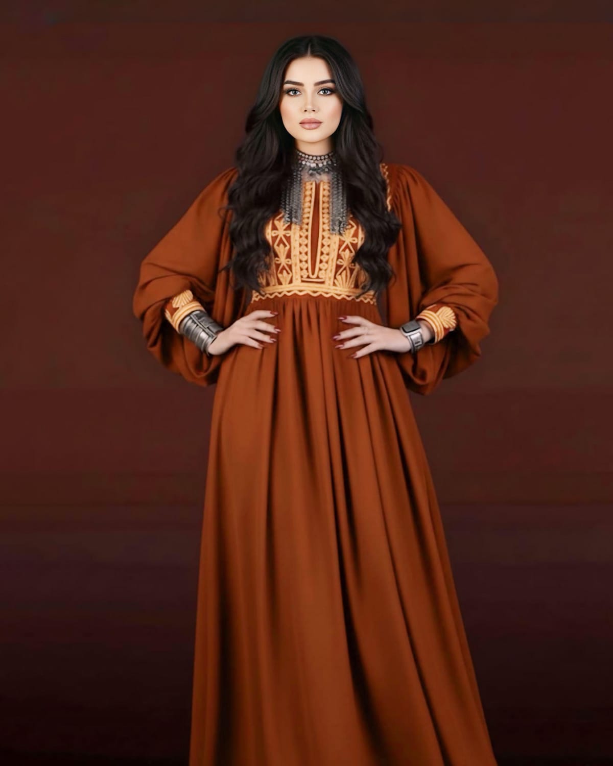 Rust Charmad Afghan Traditional Dress