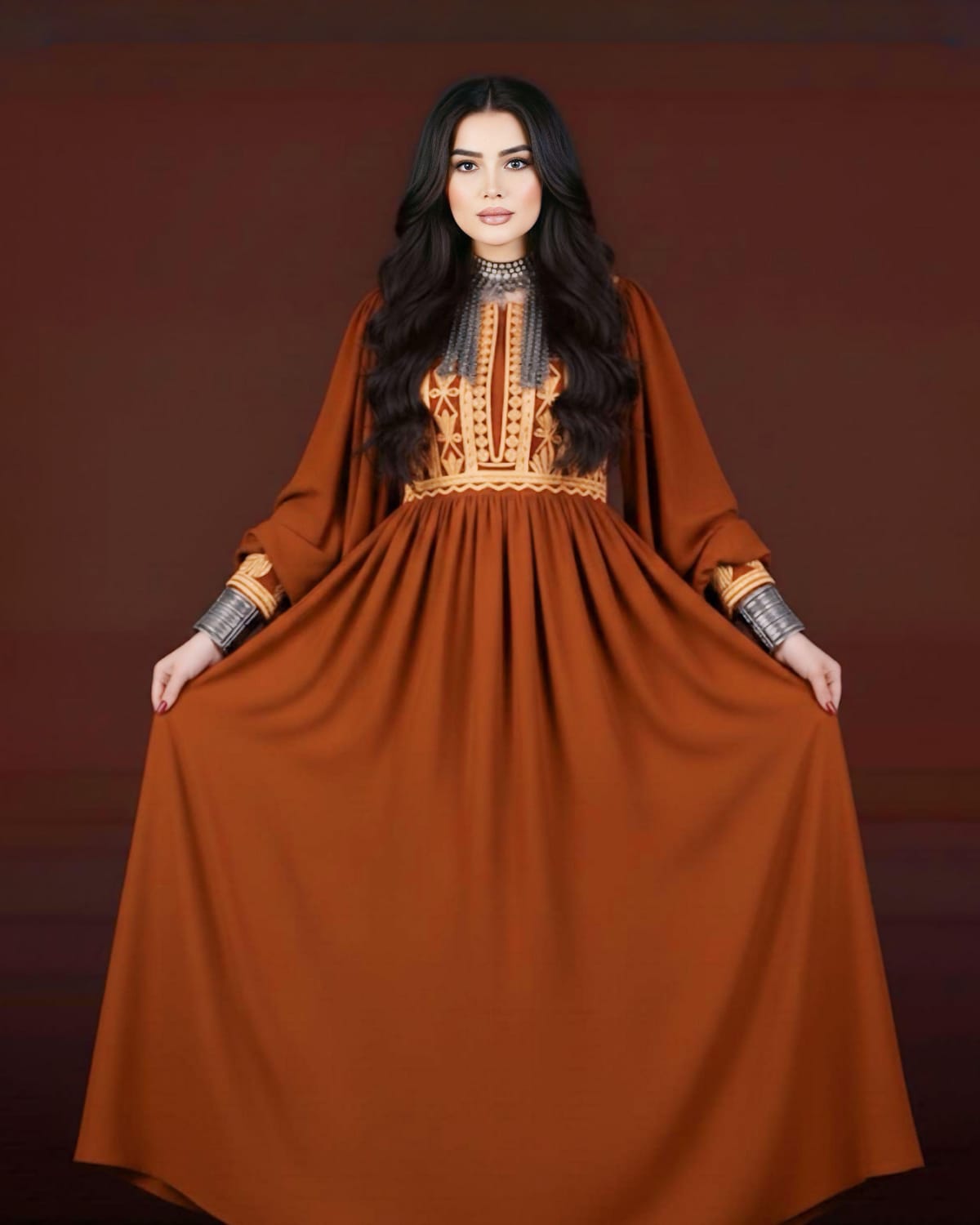 Rust Charmad Afghan Traditional Dress