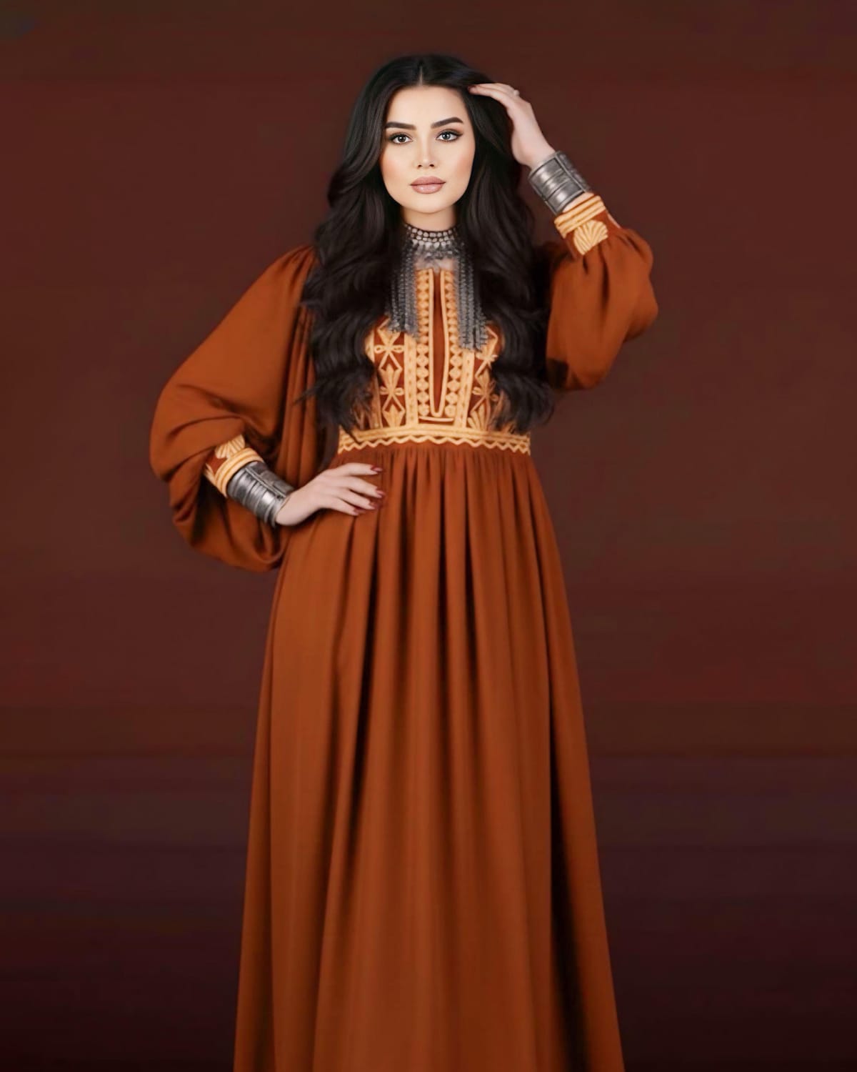 Rust Charmad Afghan Traditional Dress