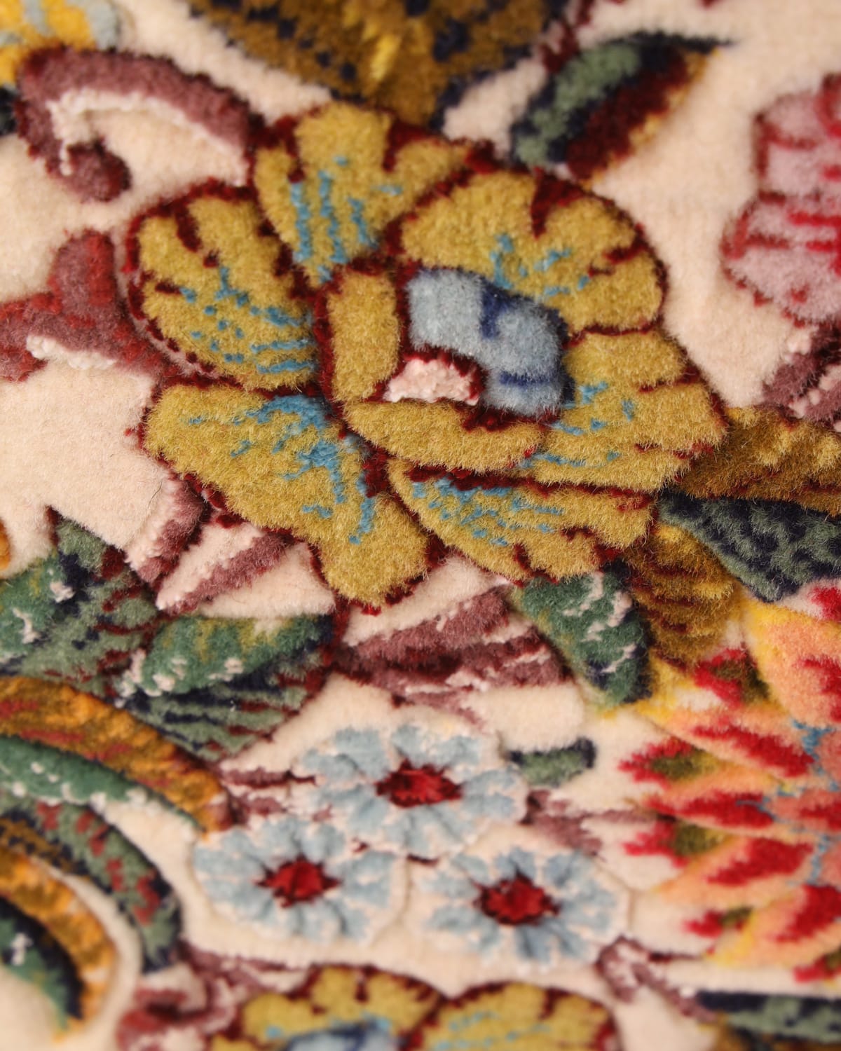 Wool Silk Handwoven Floral Vase Rug Wall Hanging