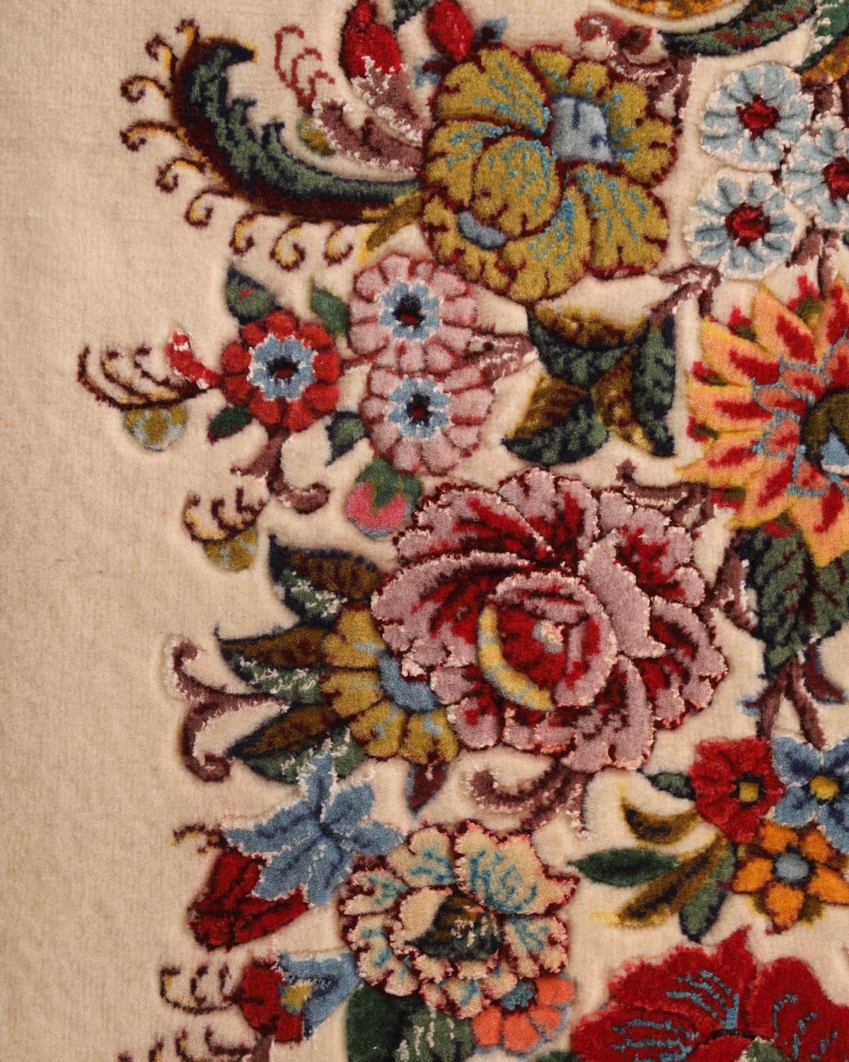 Wool Silk Handwoven Floral Vase Rug Wall Hanging