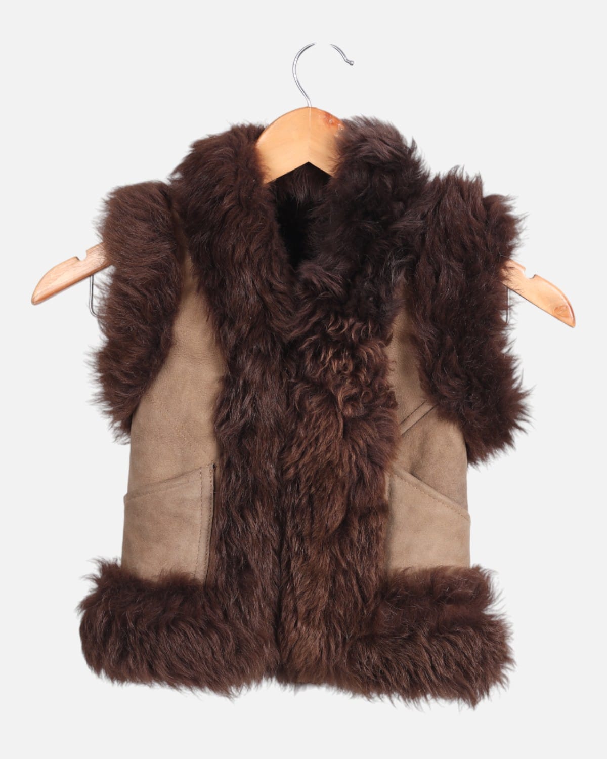 Children's Wool Vest with Sheepskin Fur