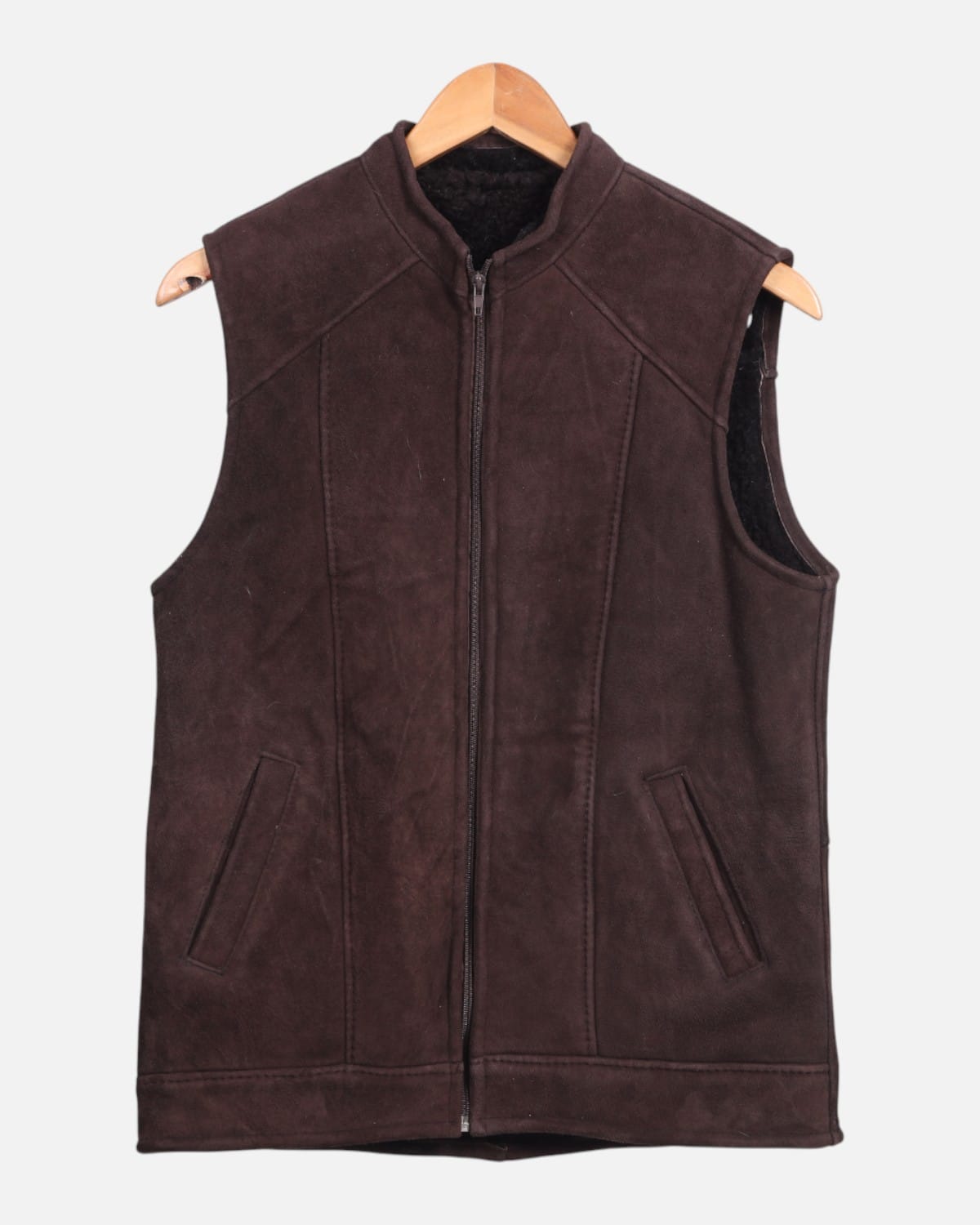 Handmade Men’s Sheepskin Waistcoat Brown