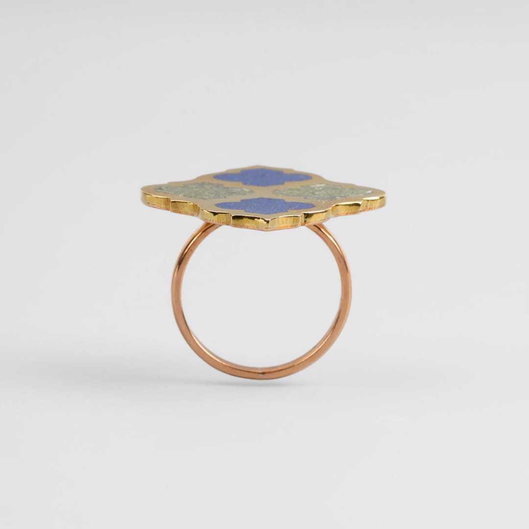 Lapis Lazuli & Turquoise Brass Ring