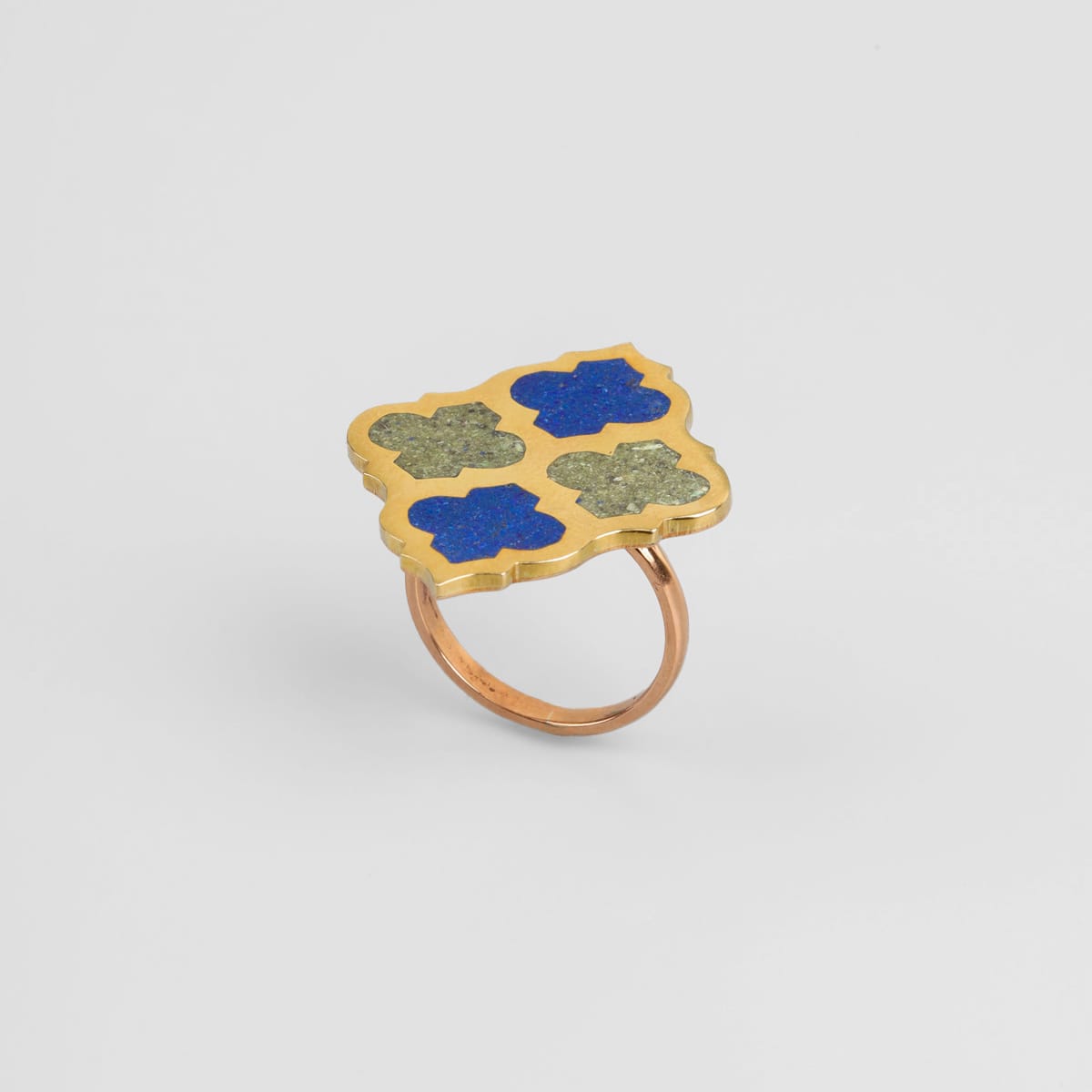 Lapis Lazuli & Turquoise Brass Ring