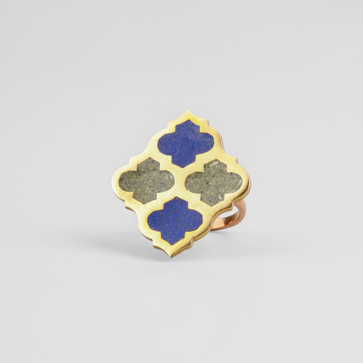 Lapis Lazuli & Turquoise Brass Ring
