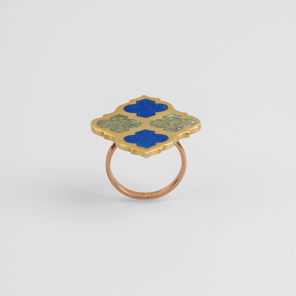 Lapis Lazuli & Turquoise Brass Ring