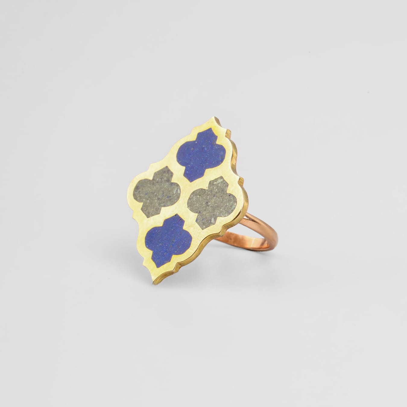 Lapis Lazuli & Turquoise Brass Ring