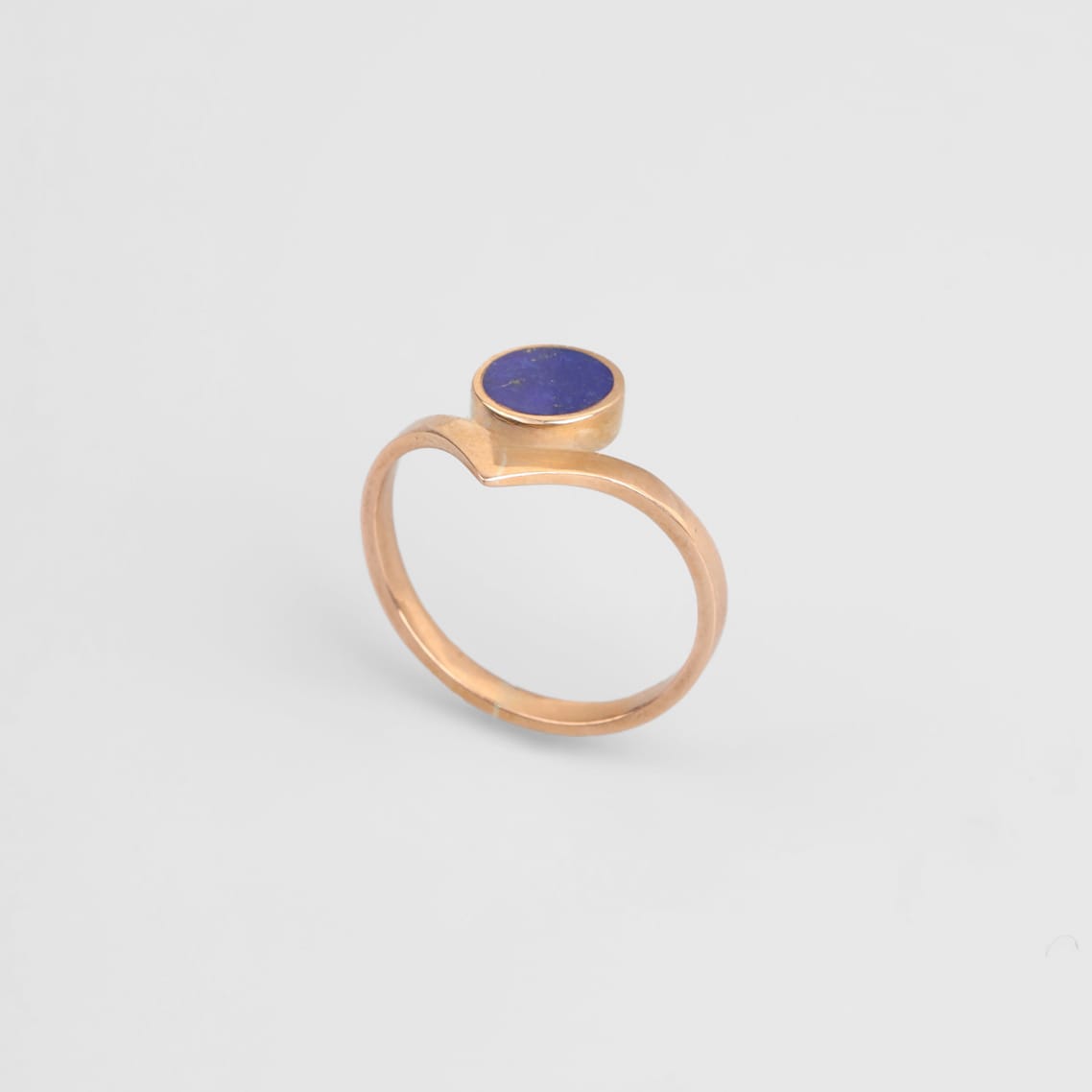 Afghan Lapis Gold Tone Brass Ring