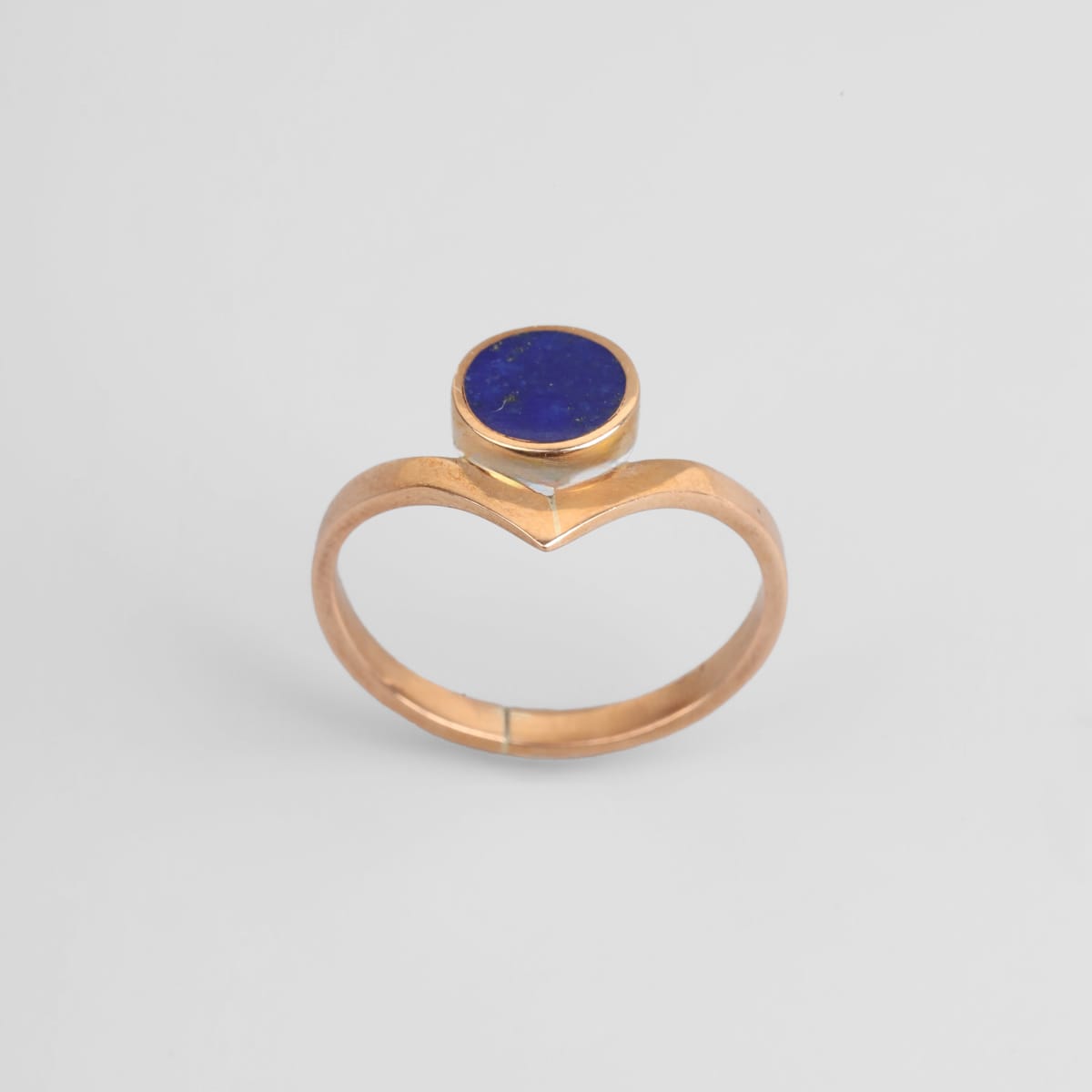 Afghan Lapis Gold Tone Brass Ring