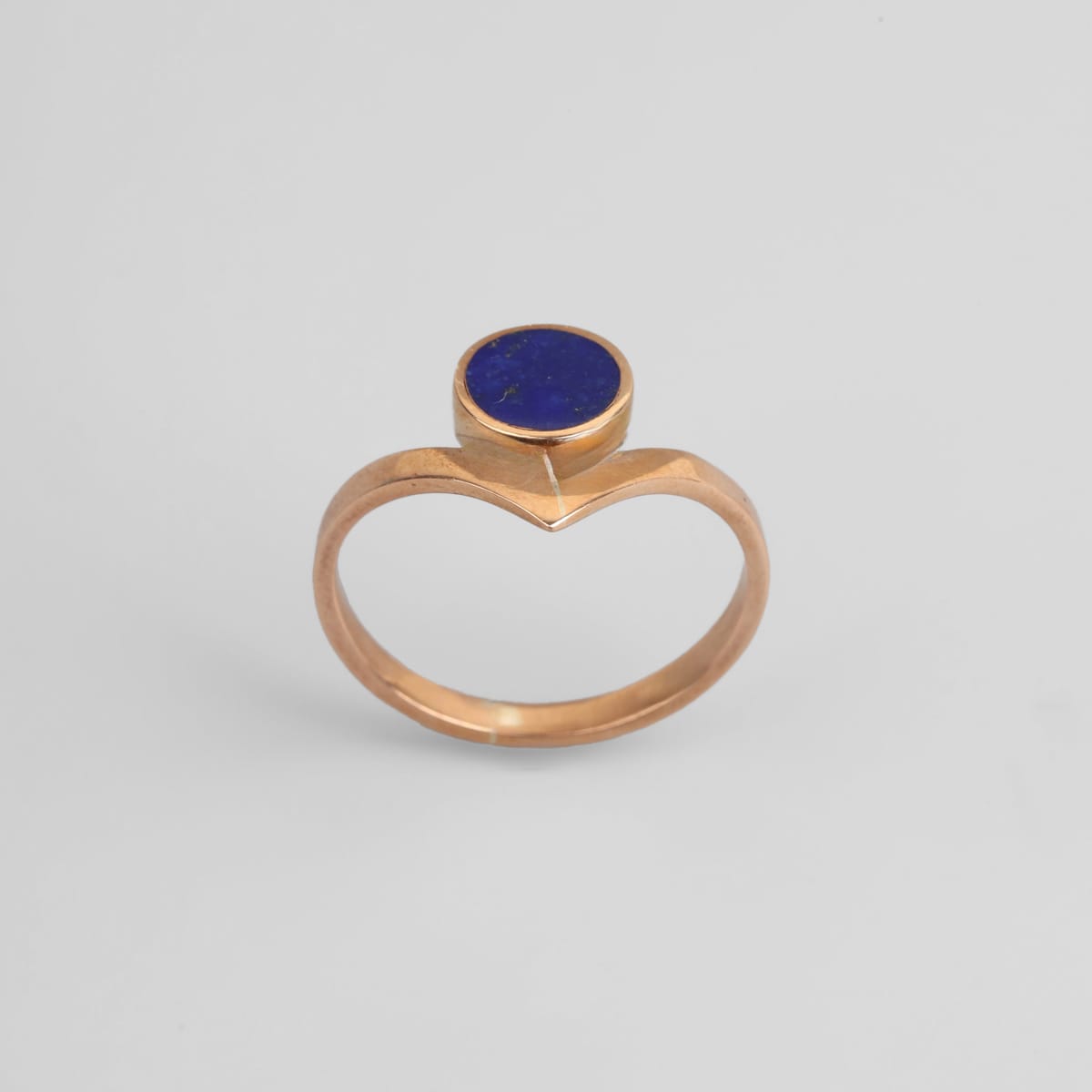 Afghan Lapis Gold Tone Brass Ring