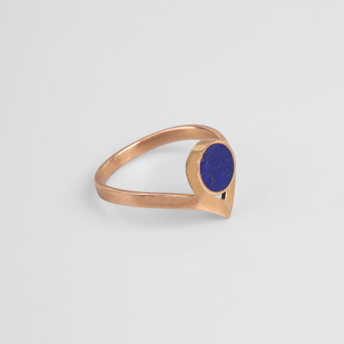 Afghan Lapis Gold Tone Brass Ring
