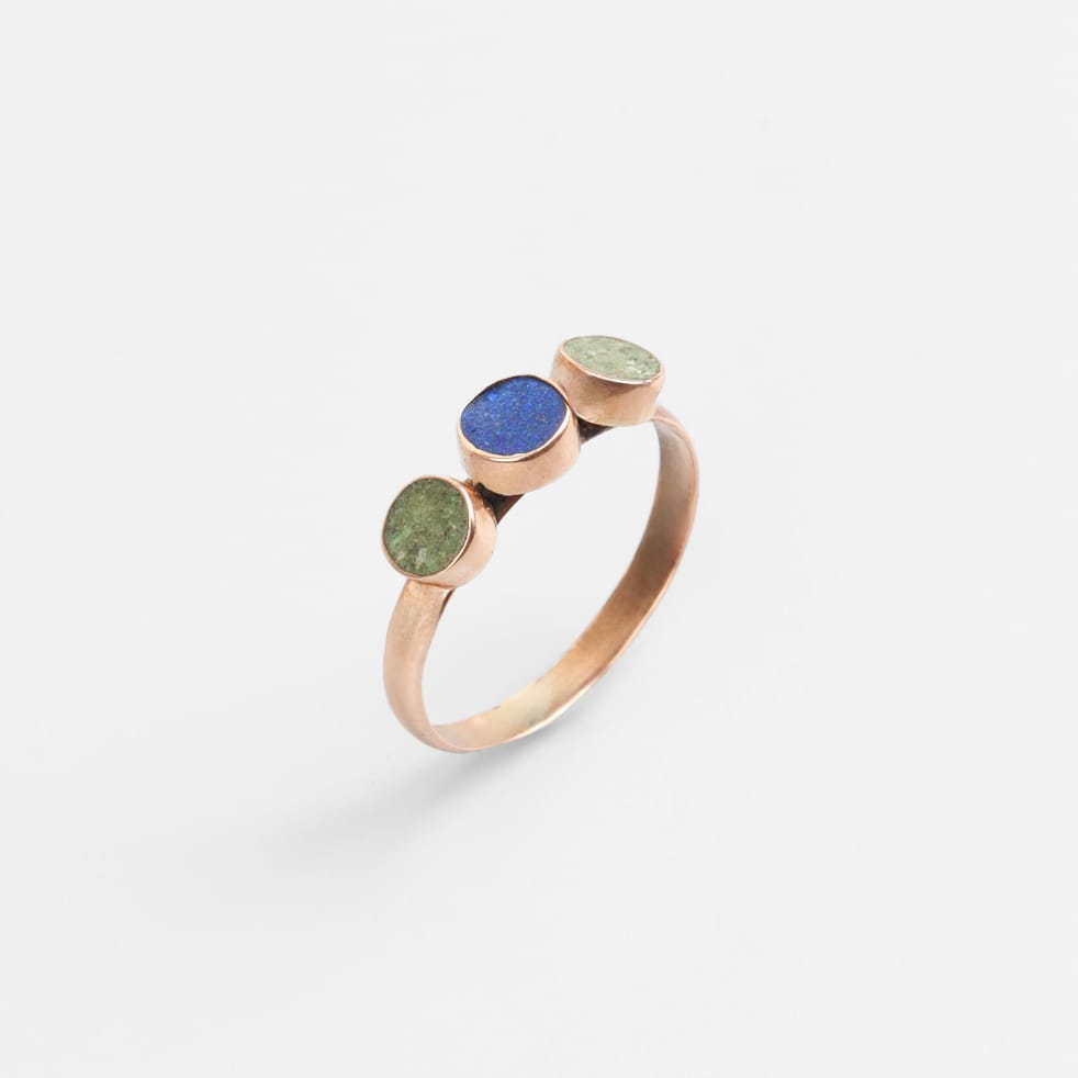 Handmade Lapis & Turquoise Brass Ring