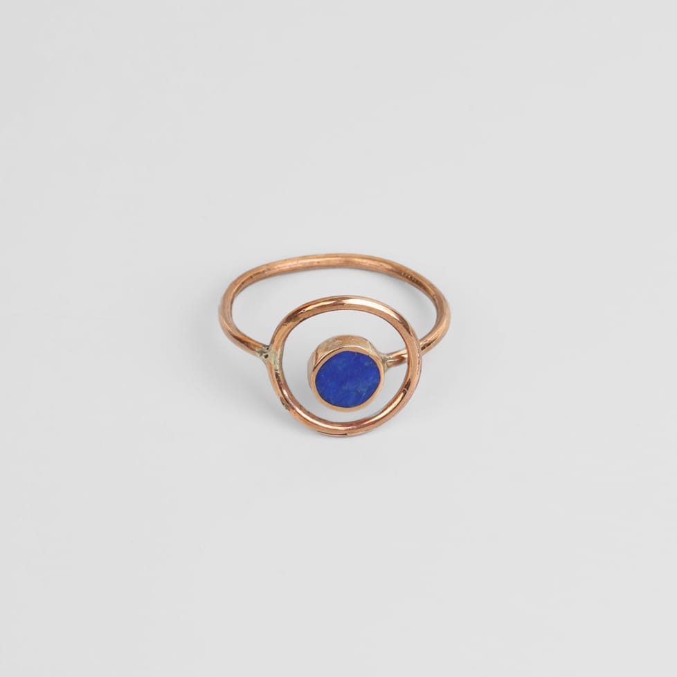 Lapis Lazuli Gold Washed Minimal Ring