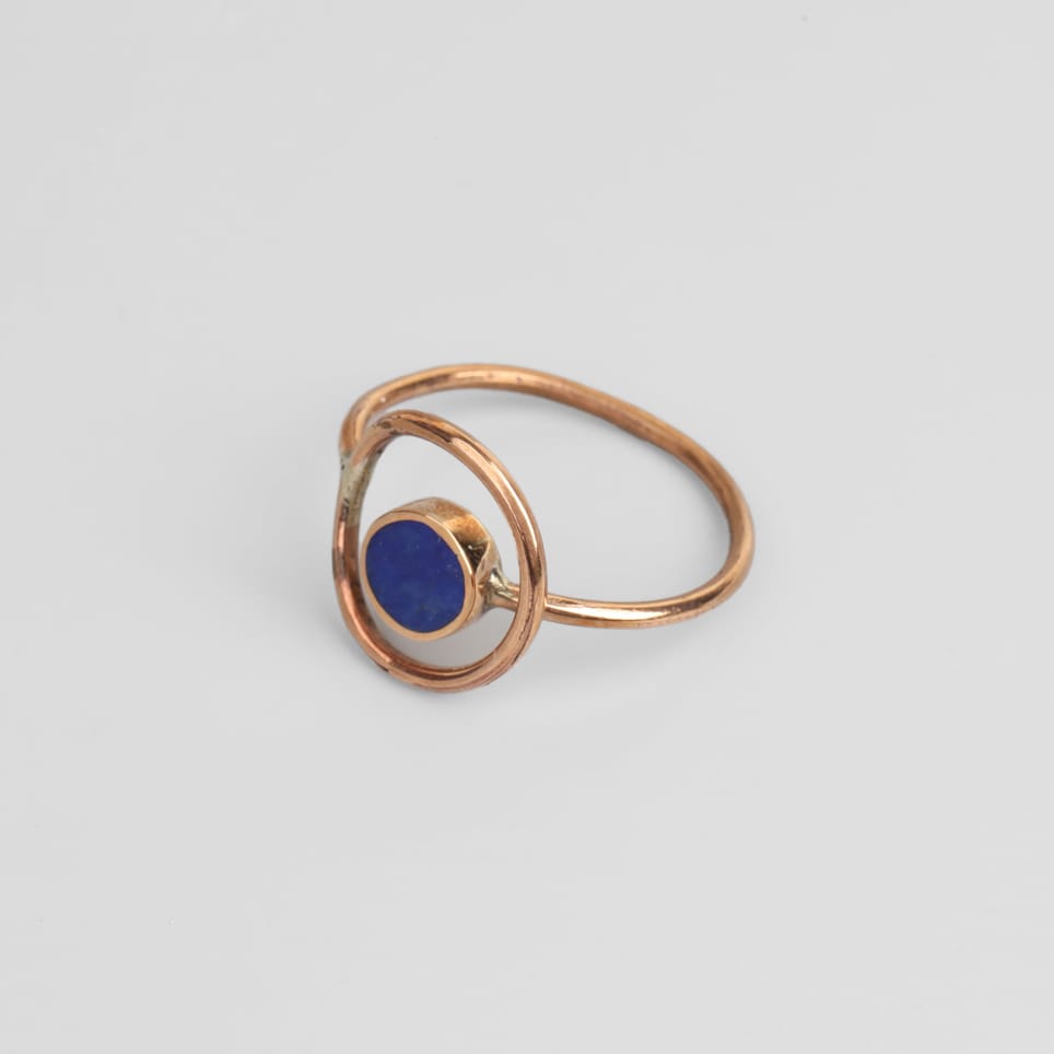Lapis Lazuli Gold Washed Minimal Ring