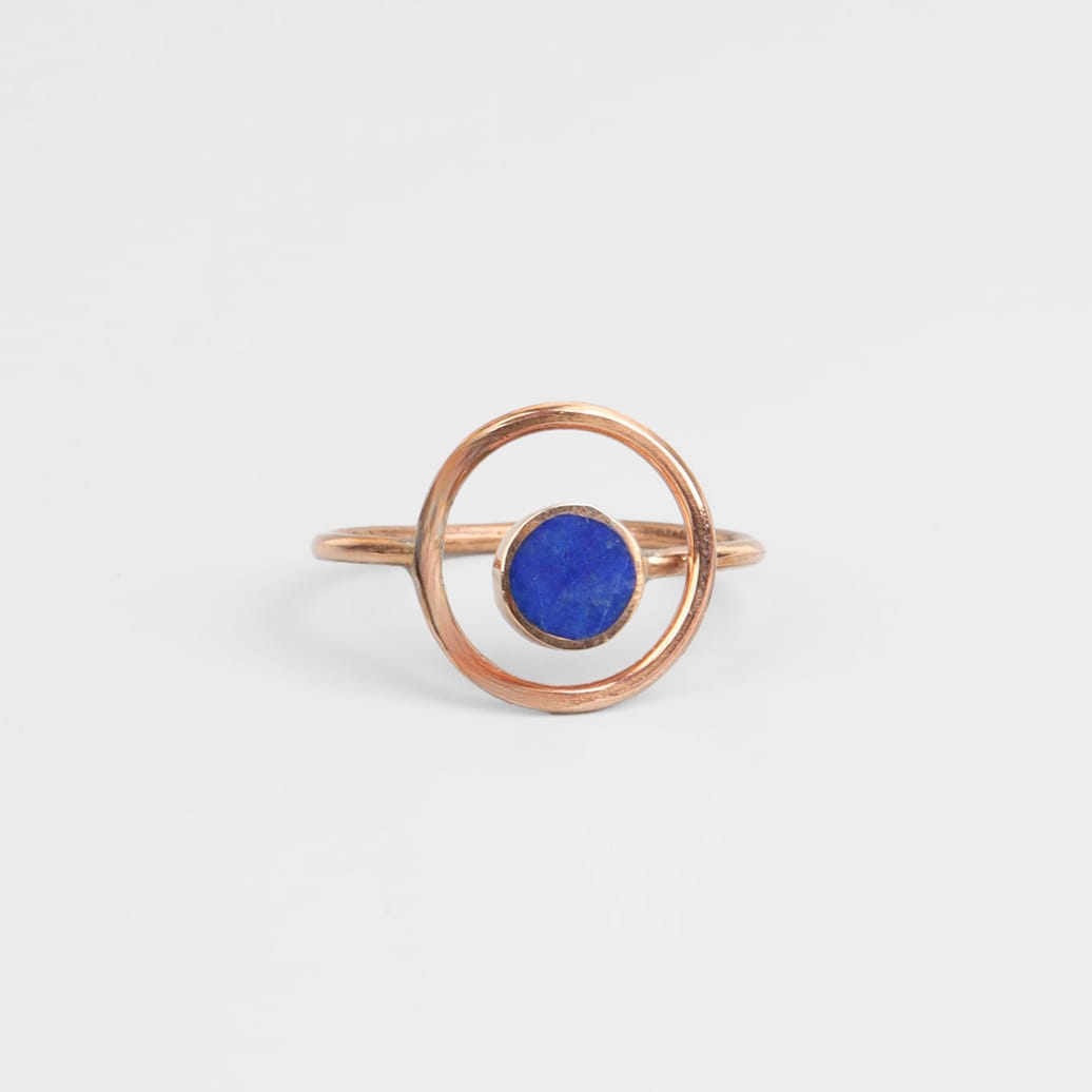 Lapis Lazuli Gold Washed Minimal Ring