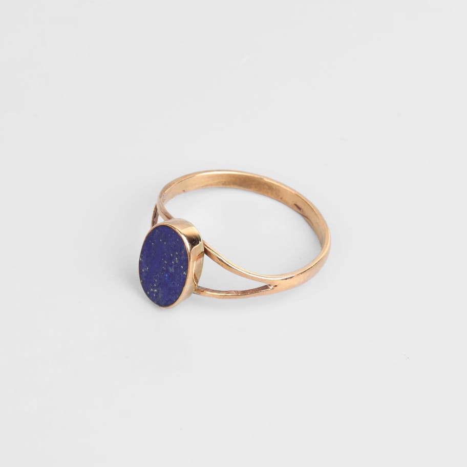 Minimalist Lapis Lazuli Brass Ring