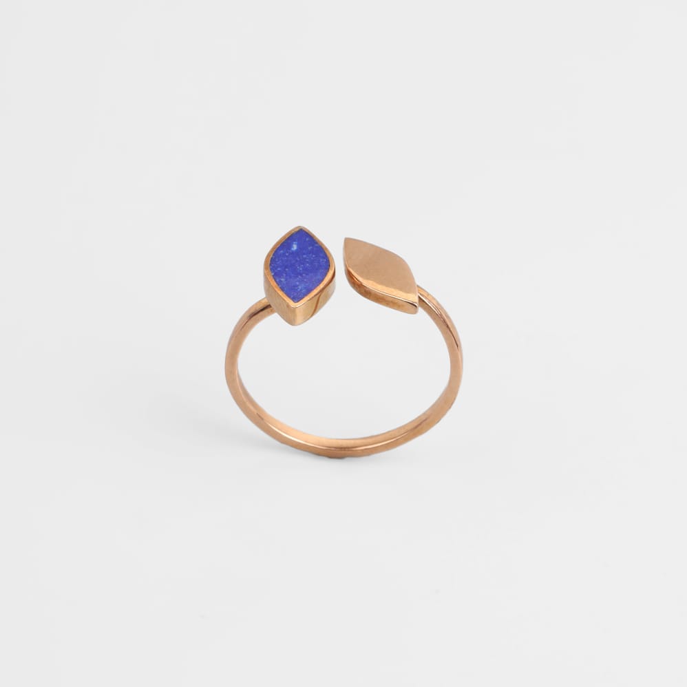 Lapis Lazuli & Brass Minimalist Ring