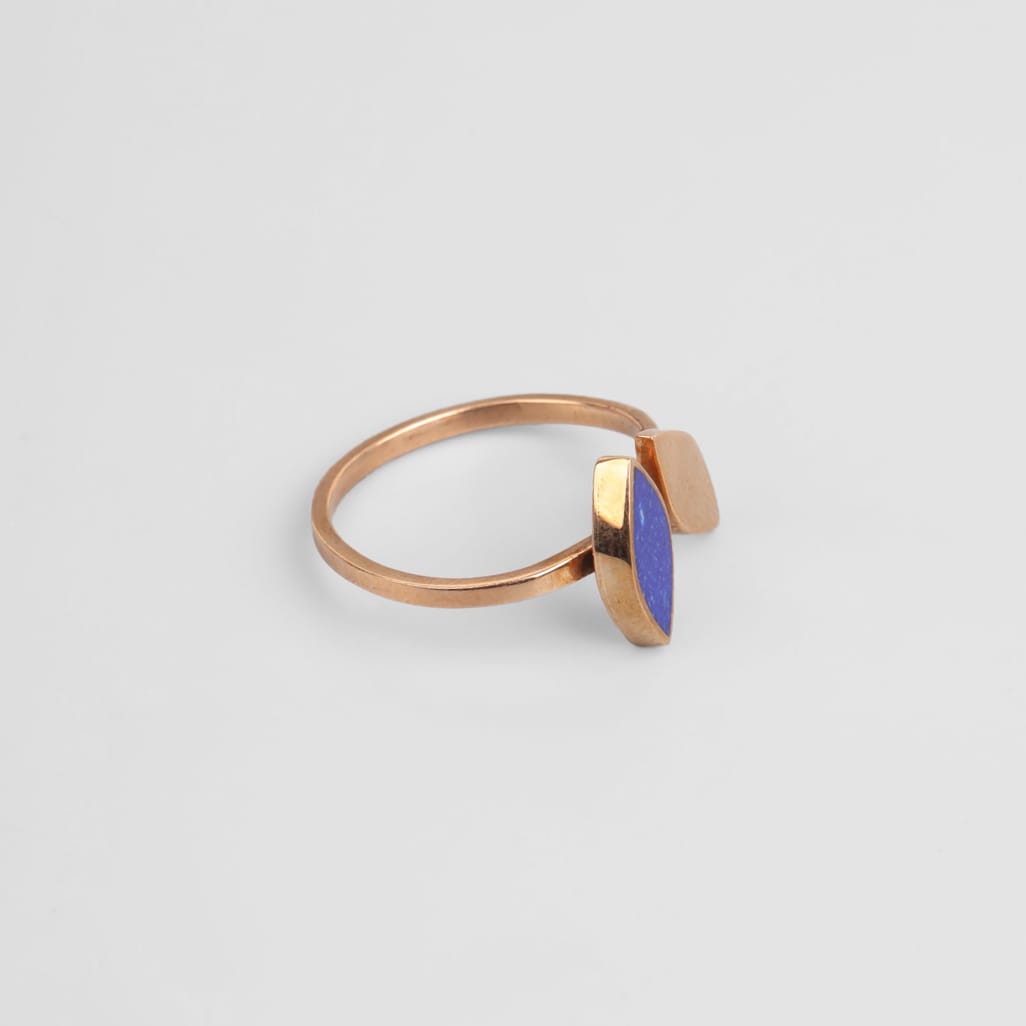 Lapis Lazuli & Brass Minimalist Ring