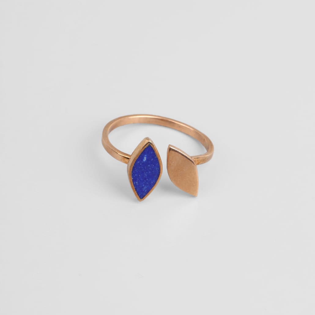 Lapis Lazuli & Brass Minimalist Ring