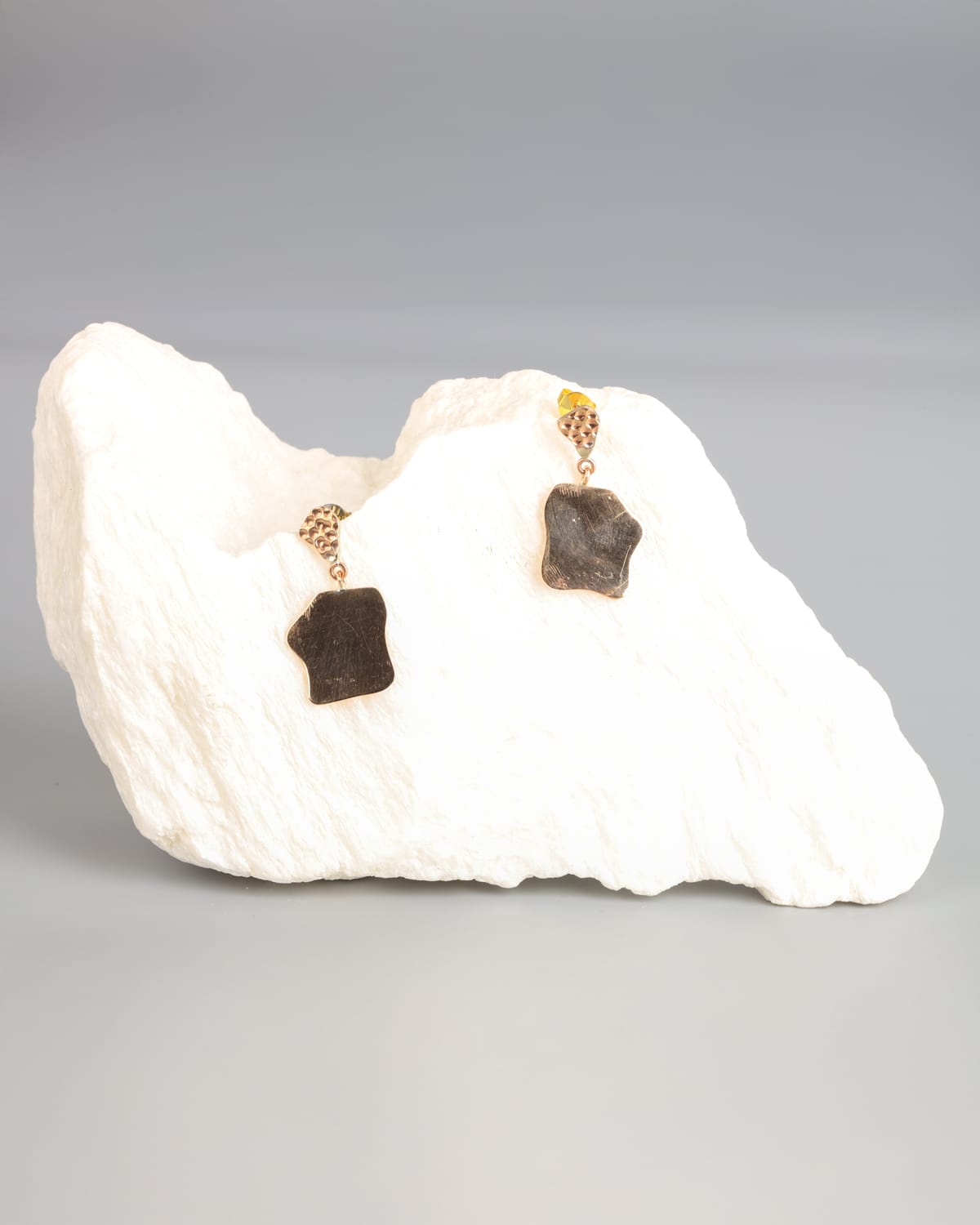 Textured Brass Earrings with Gold Wash