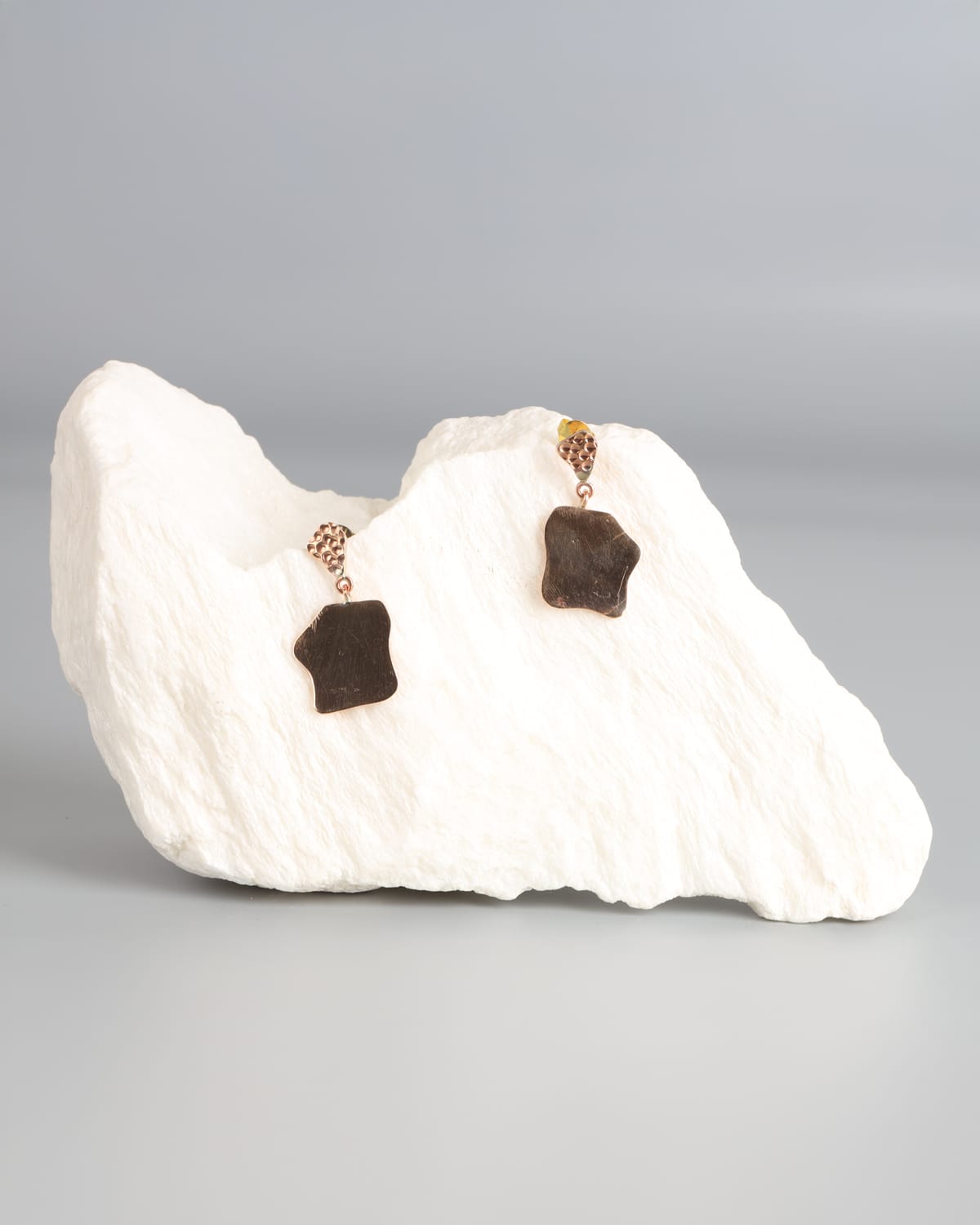 Textured Brass Earrings with Gold Wash