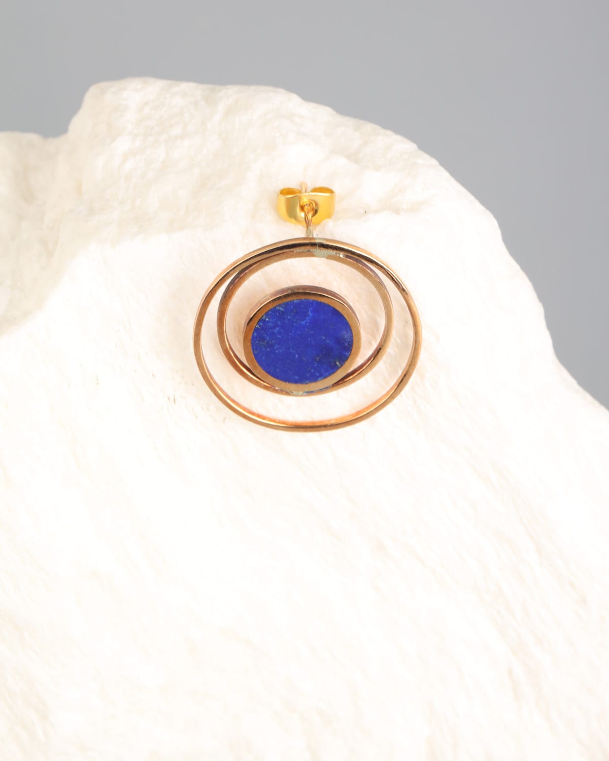 Sleek Lapis Lazuli Double Circle Earrings