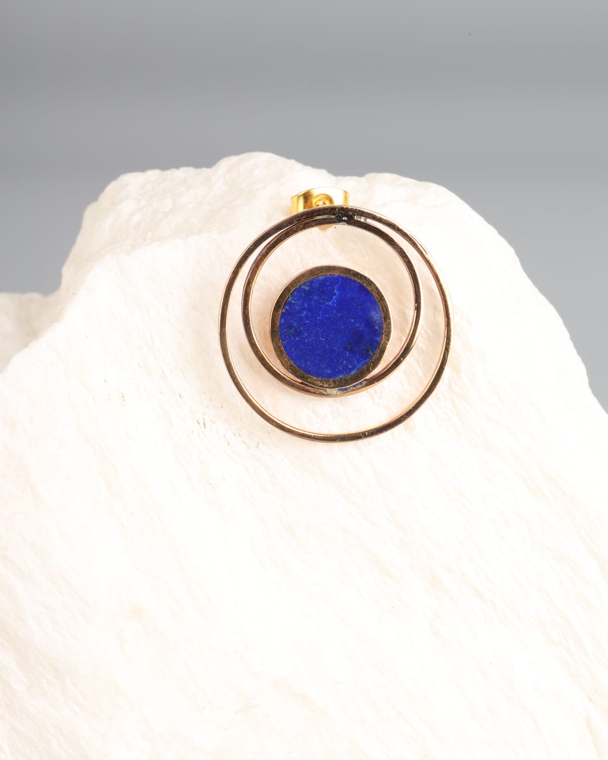 Sleek Lapis Lazuli Double Circle Earrings