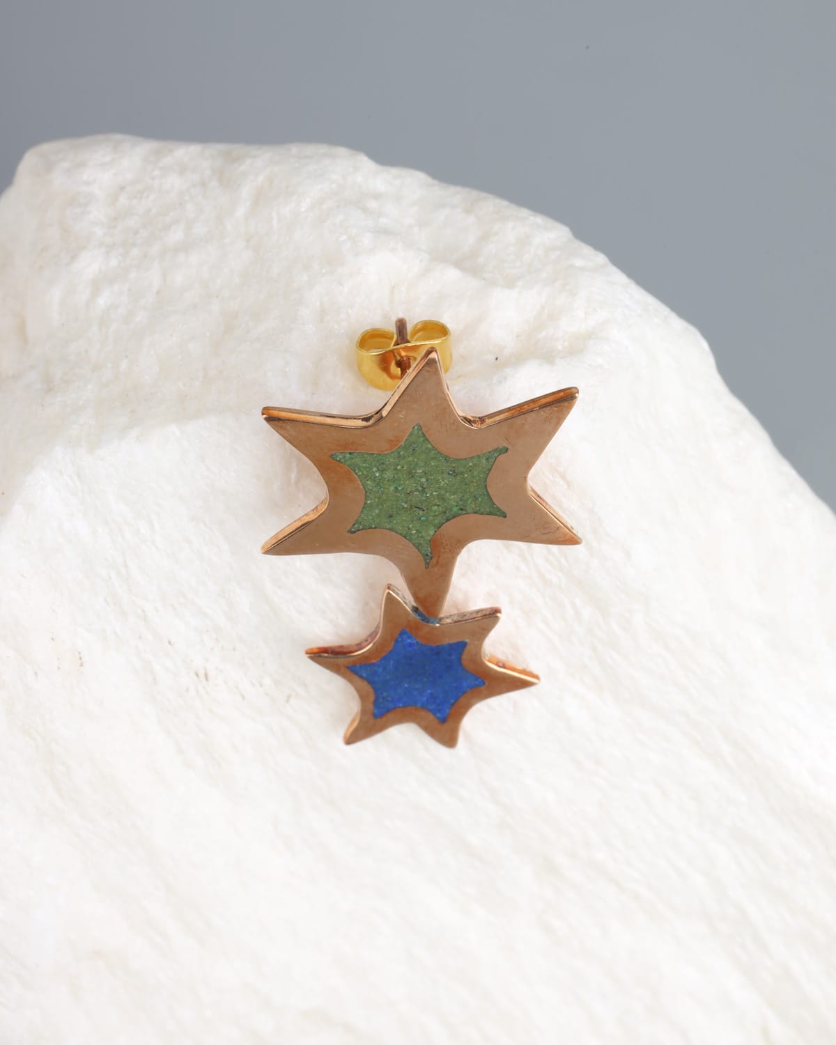 Unique Star Design Earrings with Lapis Lazuli & Turquoise