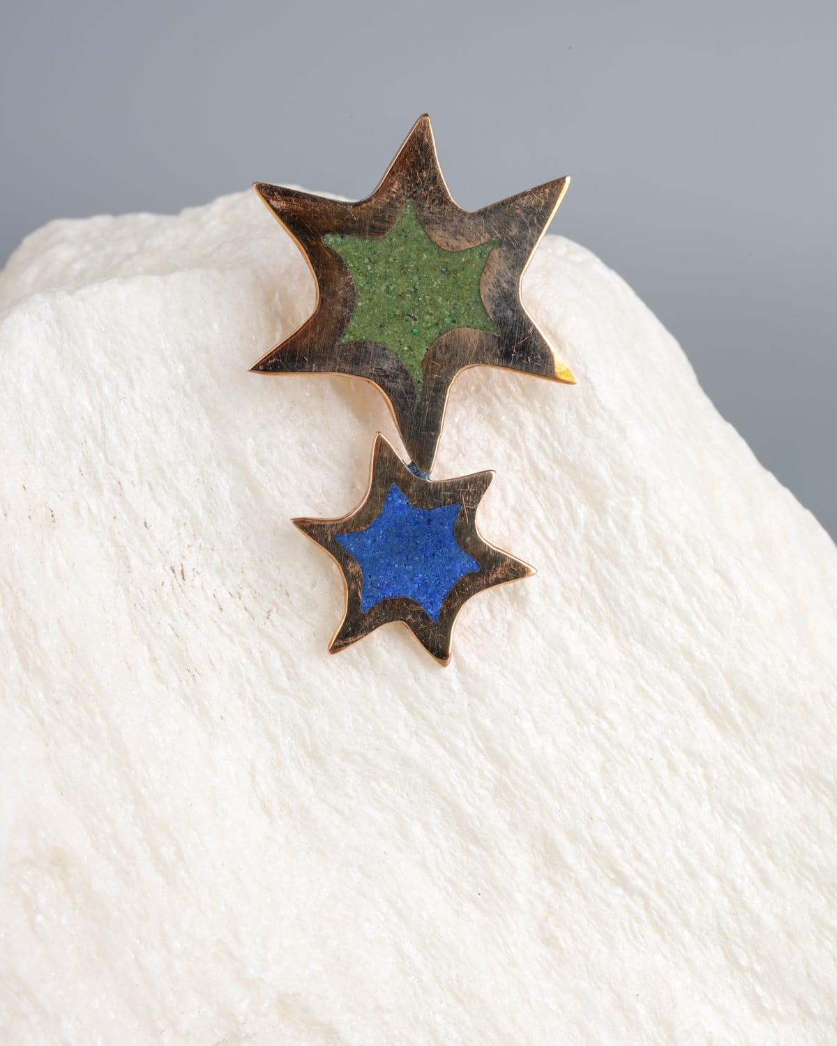 Unique Star Design Earrings with Lapis Lazuli & Turquoise