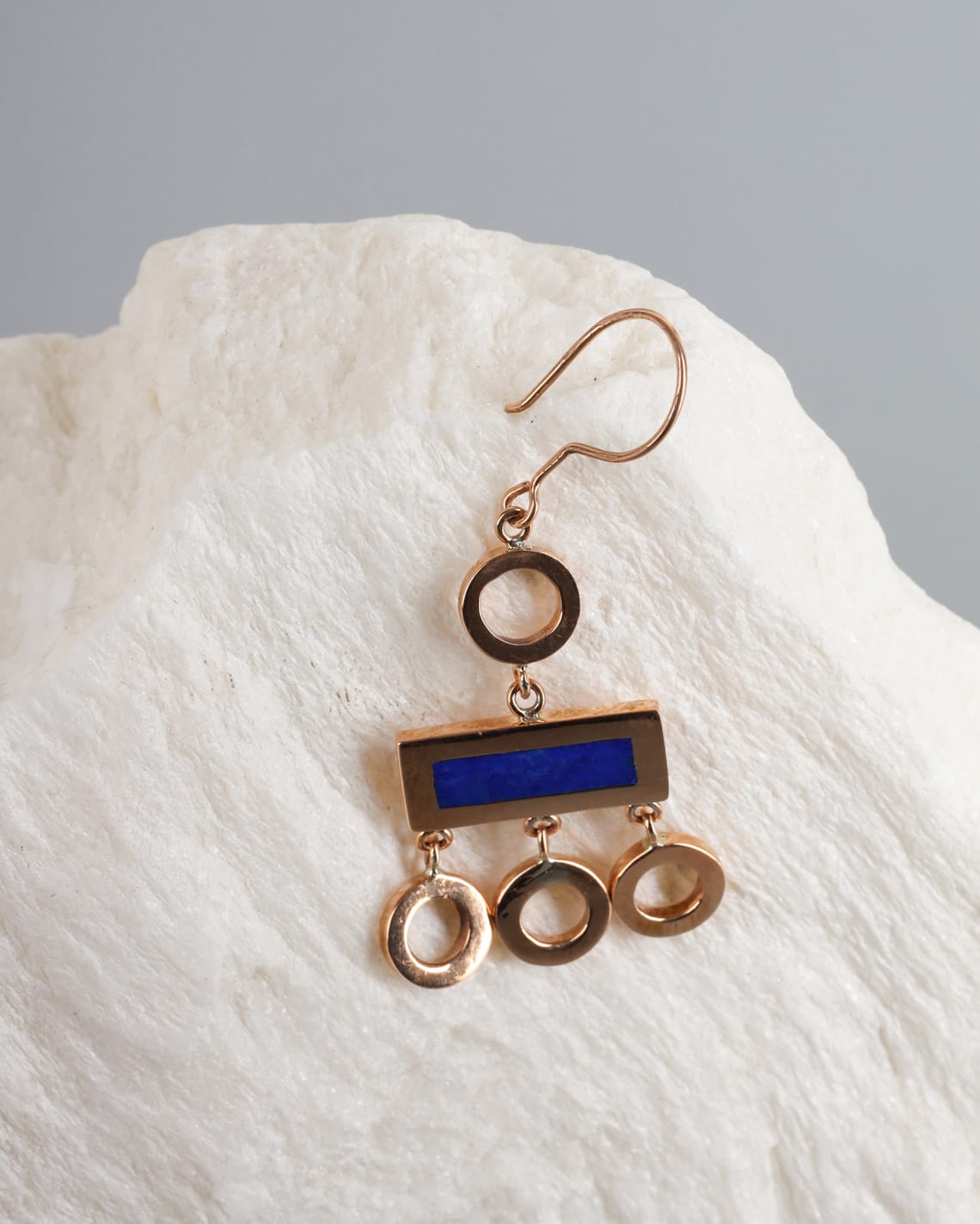 Gold Washed Brass Earrings with Lapis Lazuli