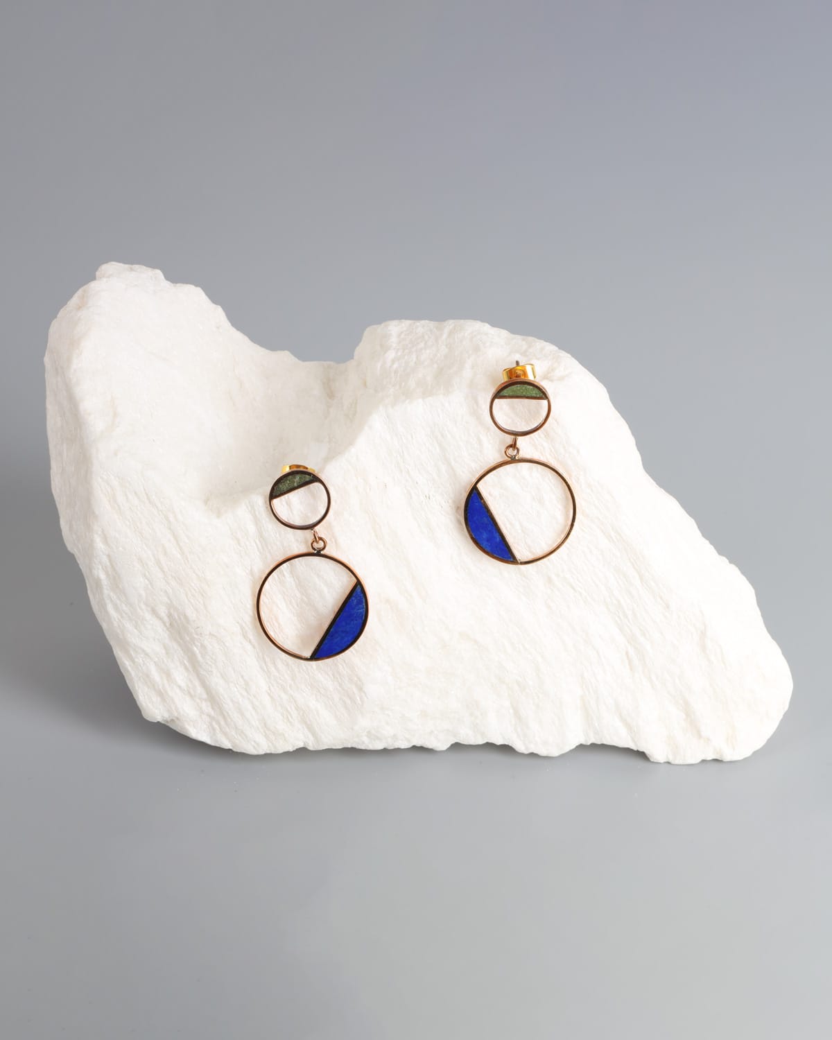 Lapis Lazuli & Turquoise Gold Earrings