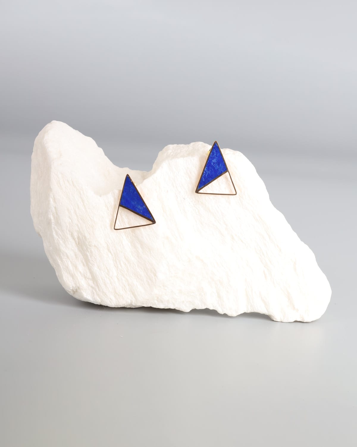 Lapis Lazuli & Turquoise Earrings in Gold Washed Brass