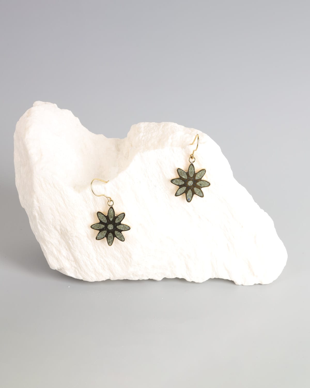Turquoise Earrings in Gold Washed Brass