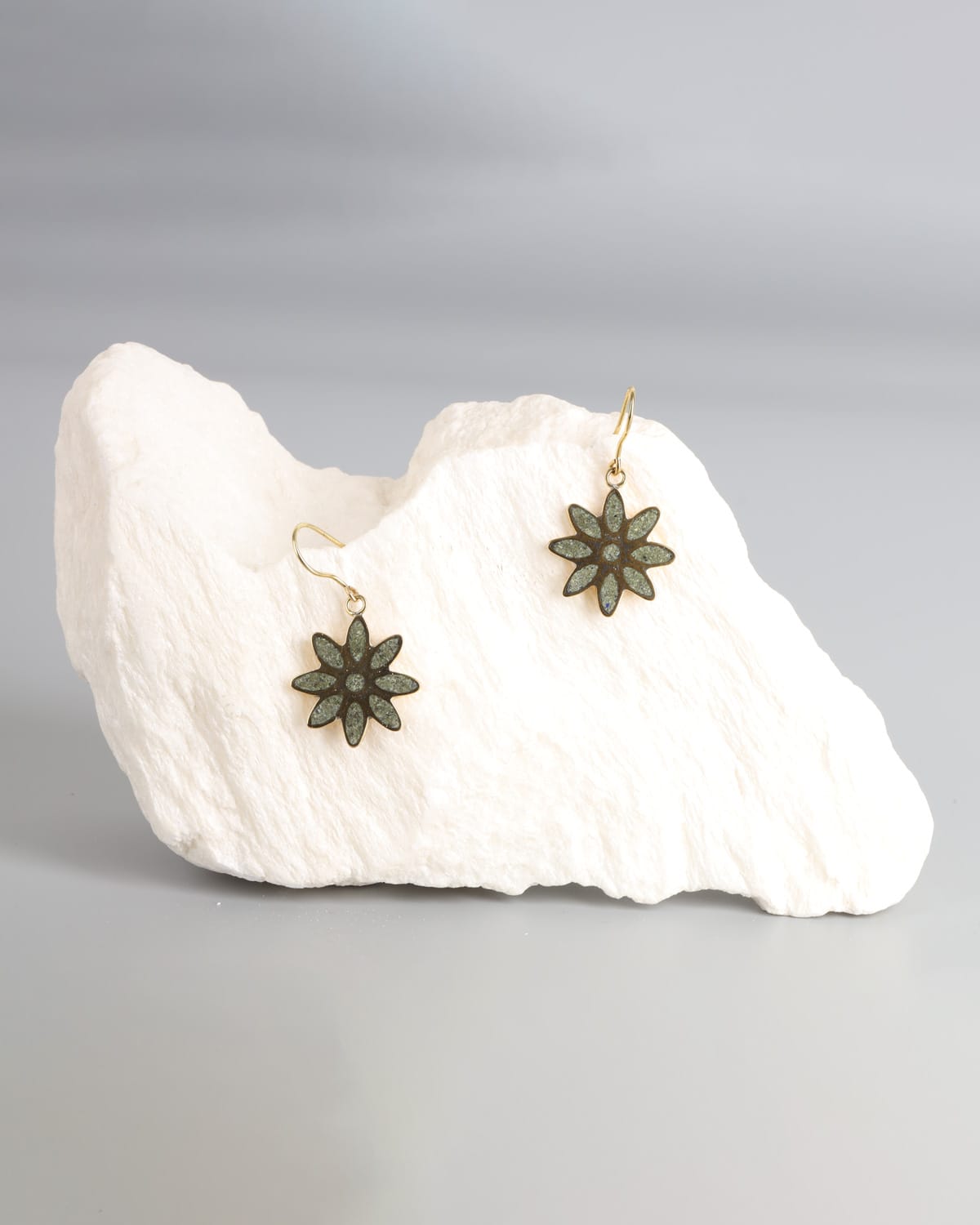 Turquoise Earrings in Gold Washed Brass