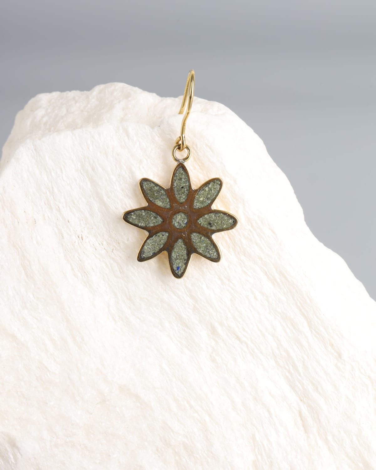 Turquoise Earrings in Gold Washed Brass