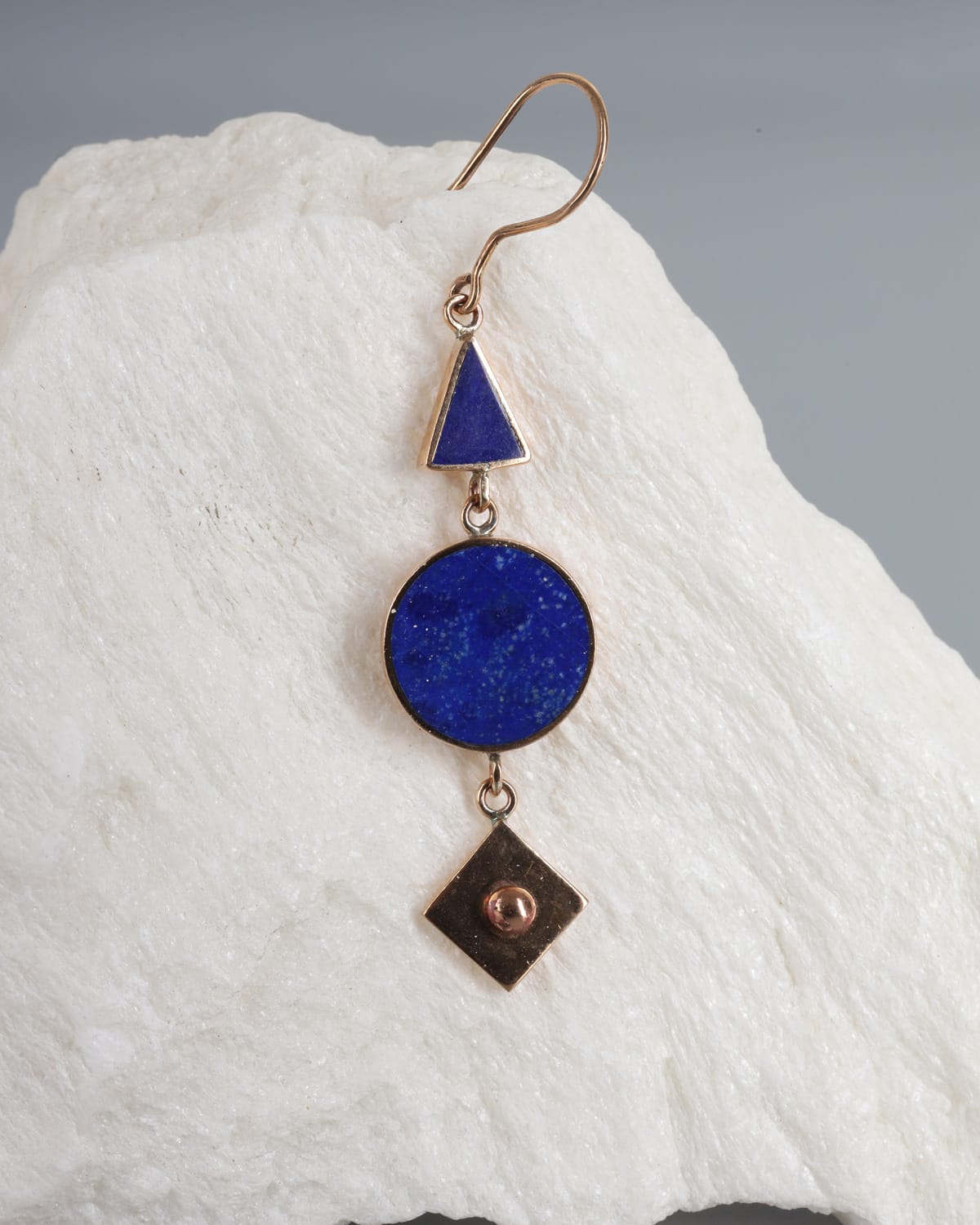 Lapis Lazuli and Brass Geometric Earrings