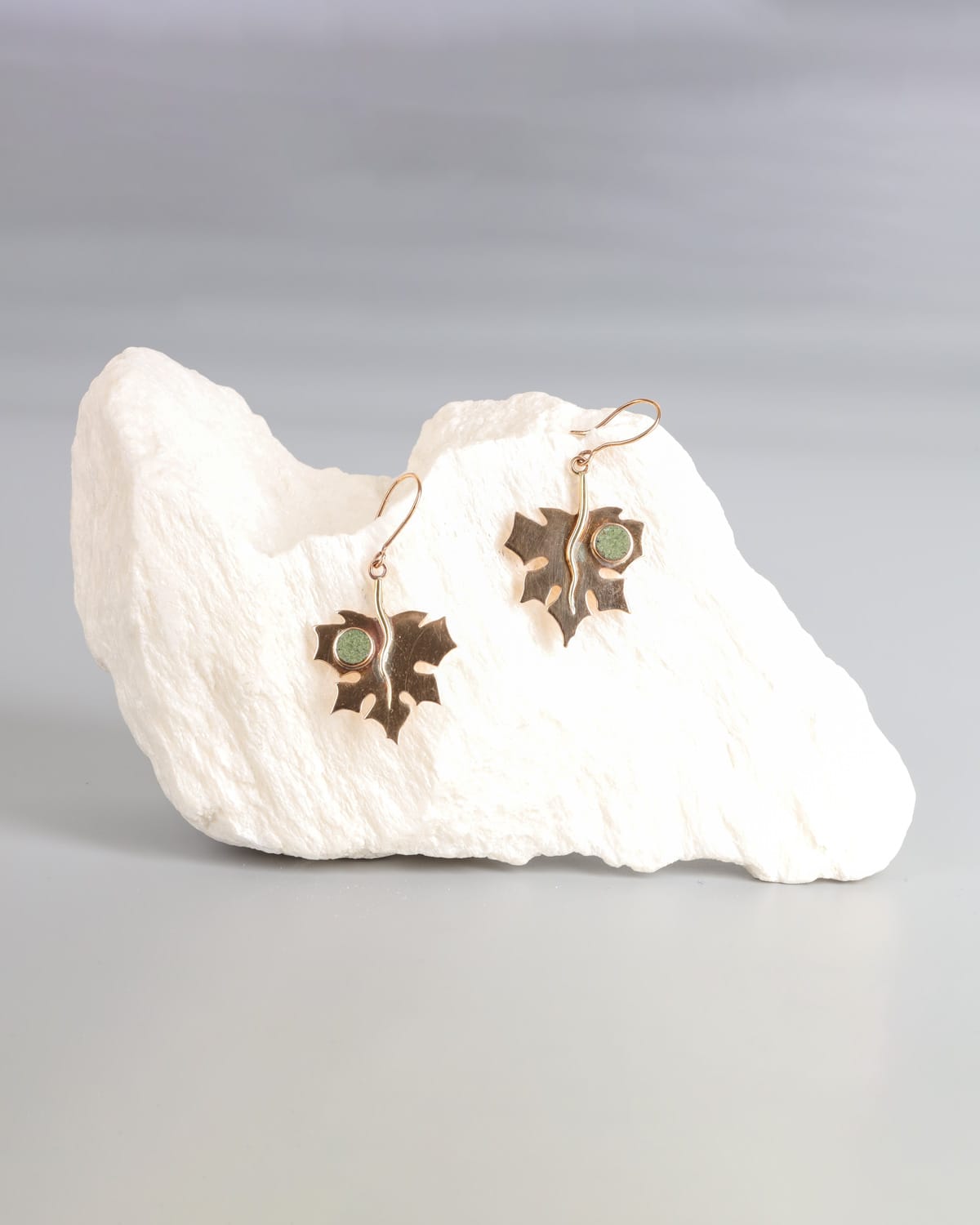 Turquoise & Brass Leaf Earrings