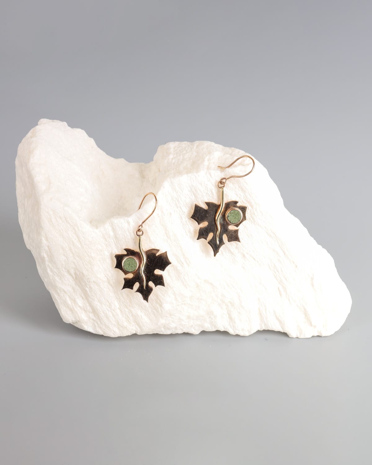 Turquoise & Brass Leaf Earrings